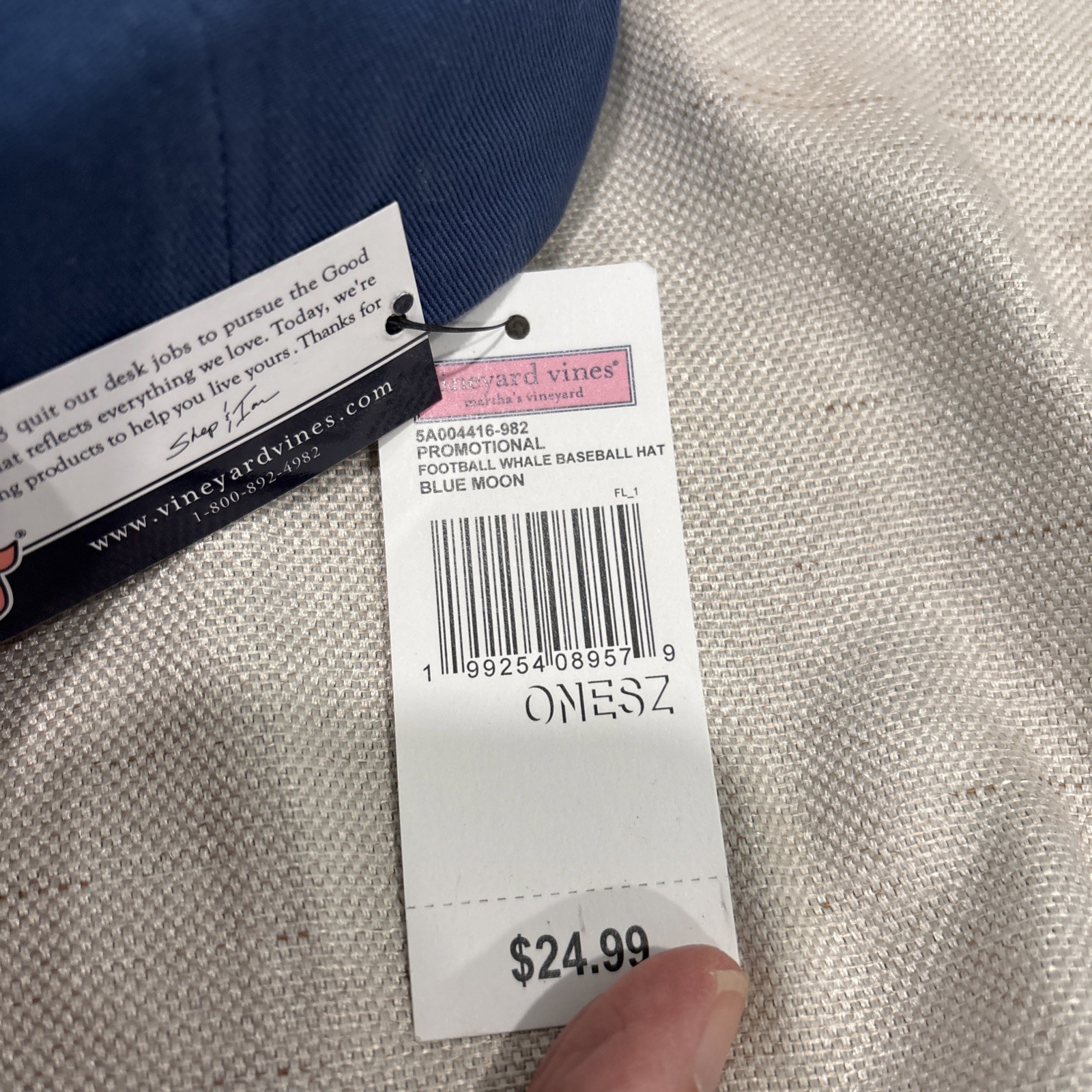 Vineyard Vines Baseball Hat Mens One Size Blue Football Whale Logo 5A004416-982