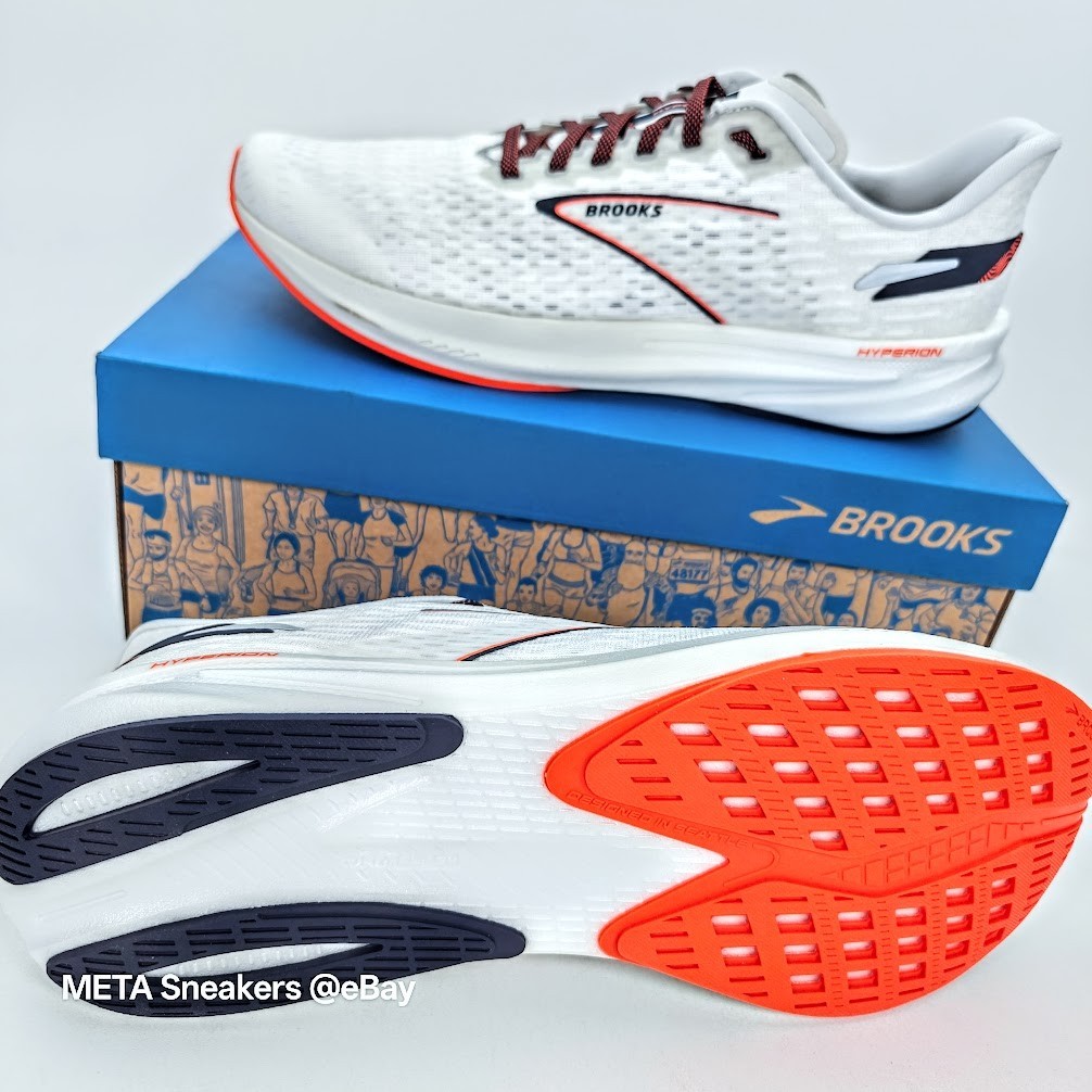 Brooks Hyperion US 13 Men’s White Black Orange Speed Lightweight Neutral Run New