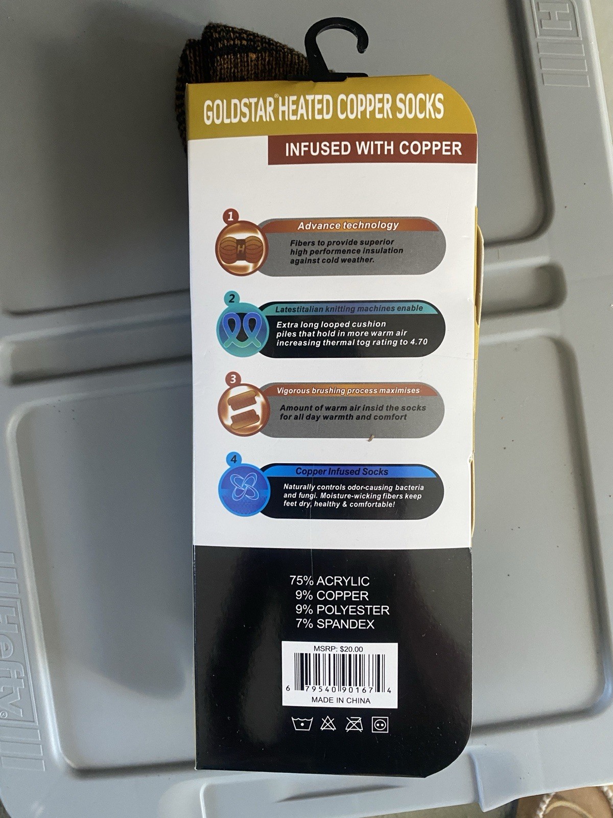 NEW 2 Pairs (2 Pack) Goldstar Heated Copper Socks Black Tog Rating 4.7 Size 9-15