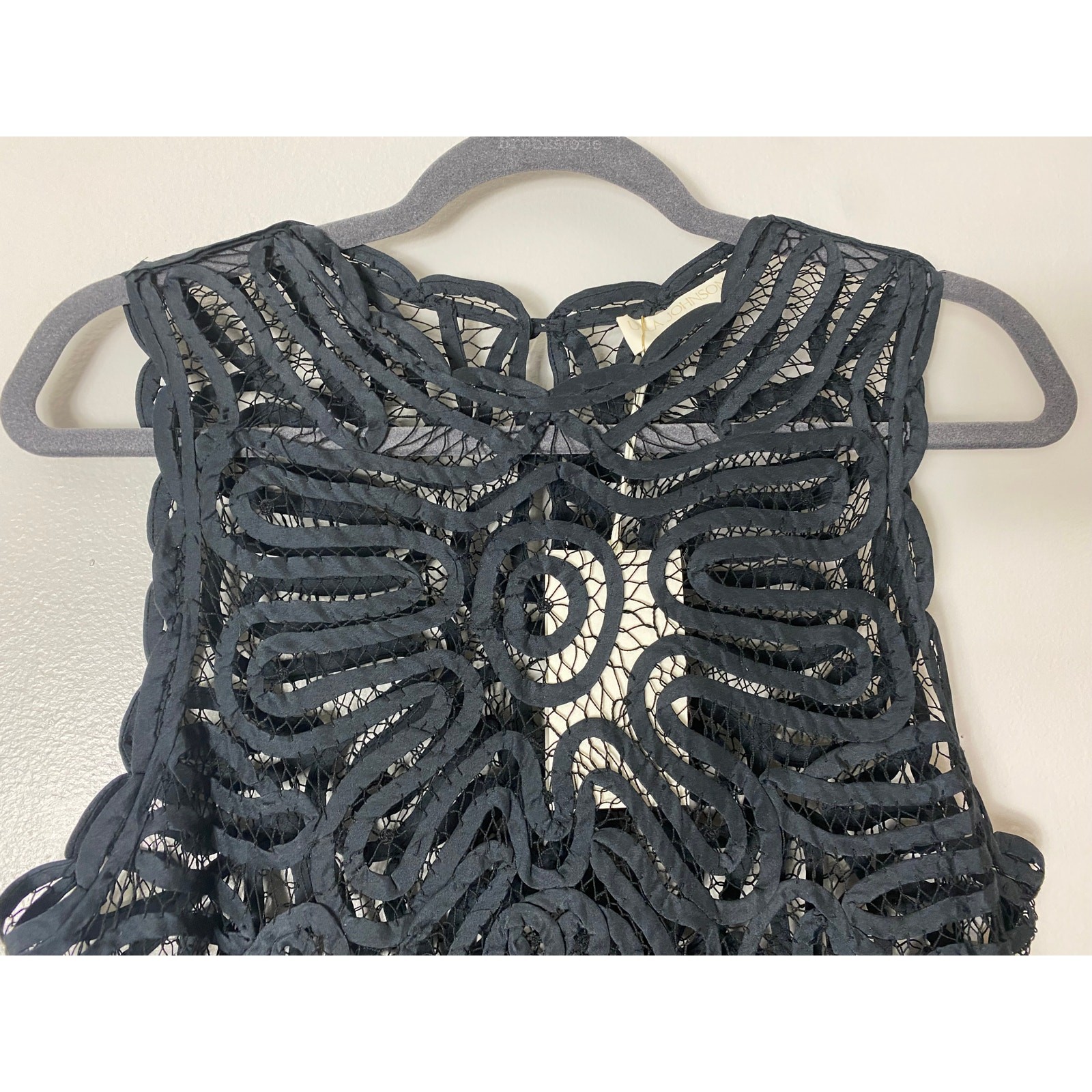 ULLA JOHNSON TOP 6 SHEER BLACK SILK RIBBON LACE EDGY GRUNGE FAIRY WHIMSIGOTH