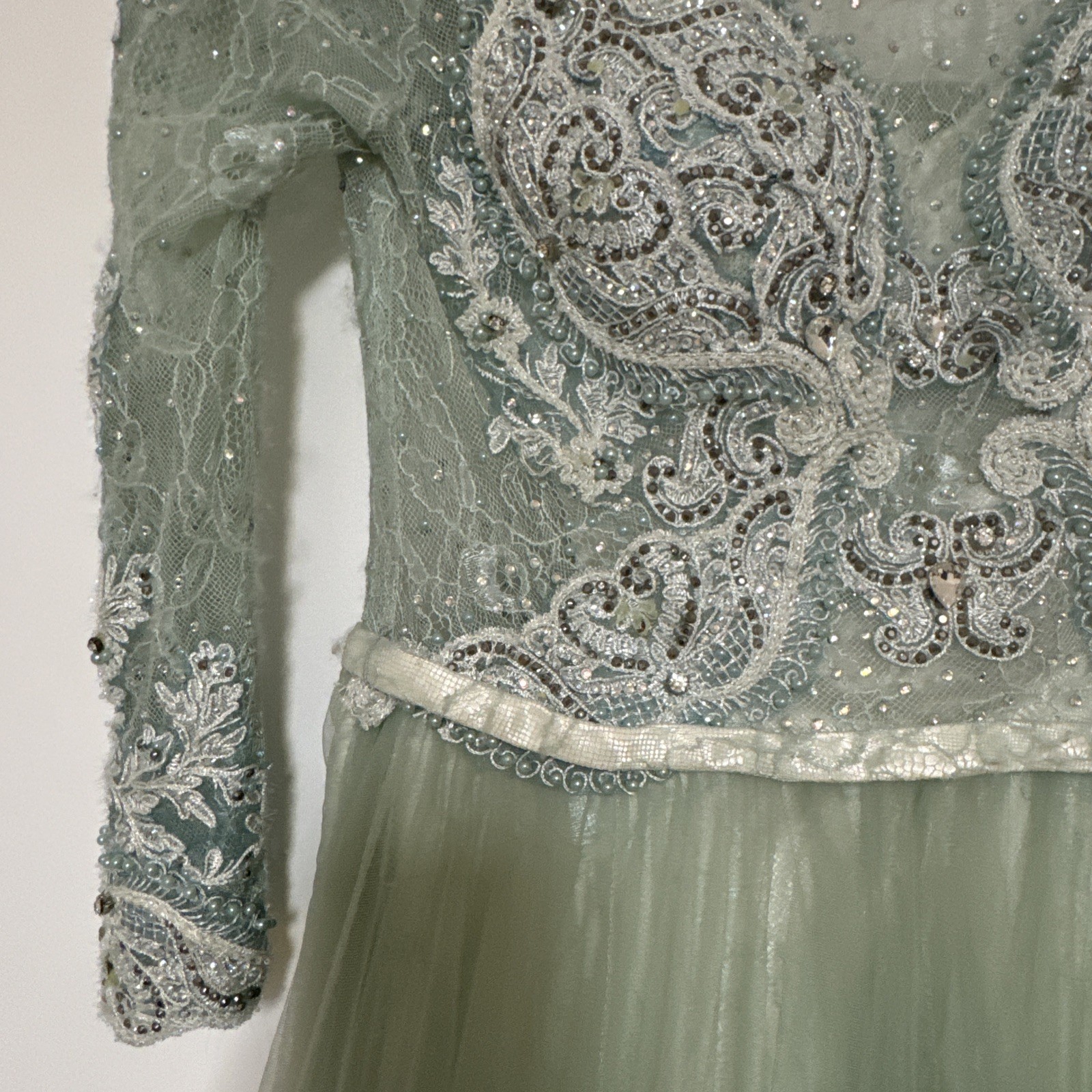 Green Maxi Tulle Ball gown Size XS ( Waist: Adjustable About 12” Flat Length: 59
