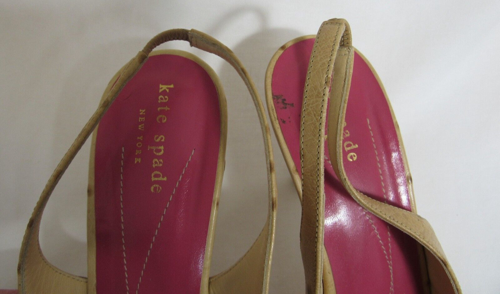 Kate Spade Brown Ostrich Slingback Heels Size 8.5 B EUC