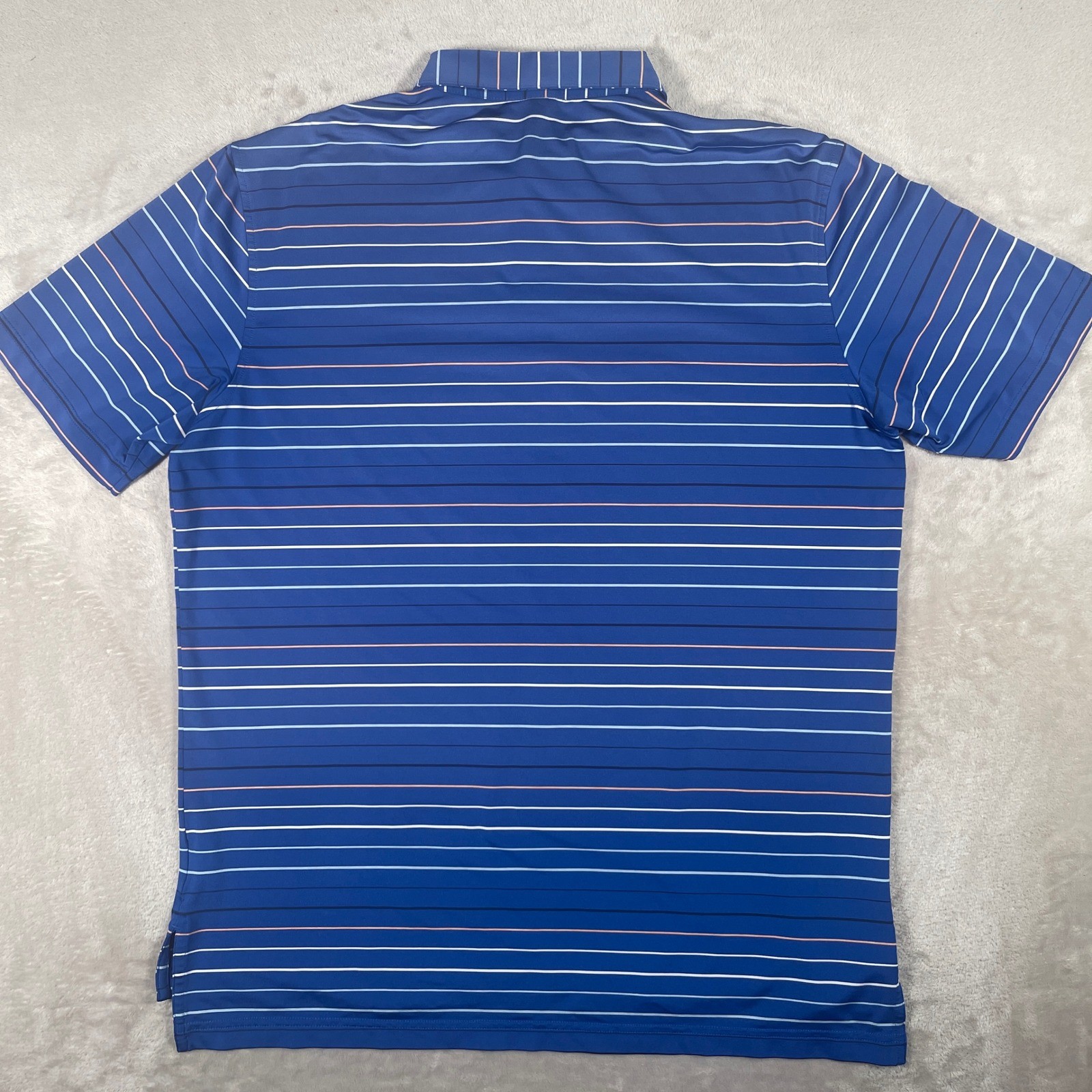 Peter Millar Summer Comfort Polo Mens L Blue Striped Performance Short Sleeve