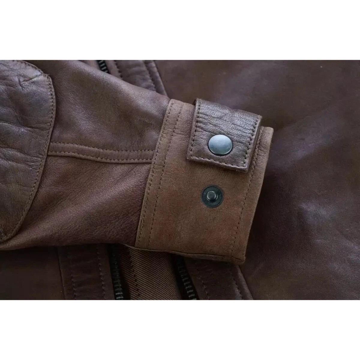 Men’s Brown Distressed Leather Jacket Biker Cafe Racer Quilted Moto Coat
