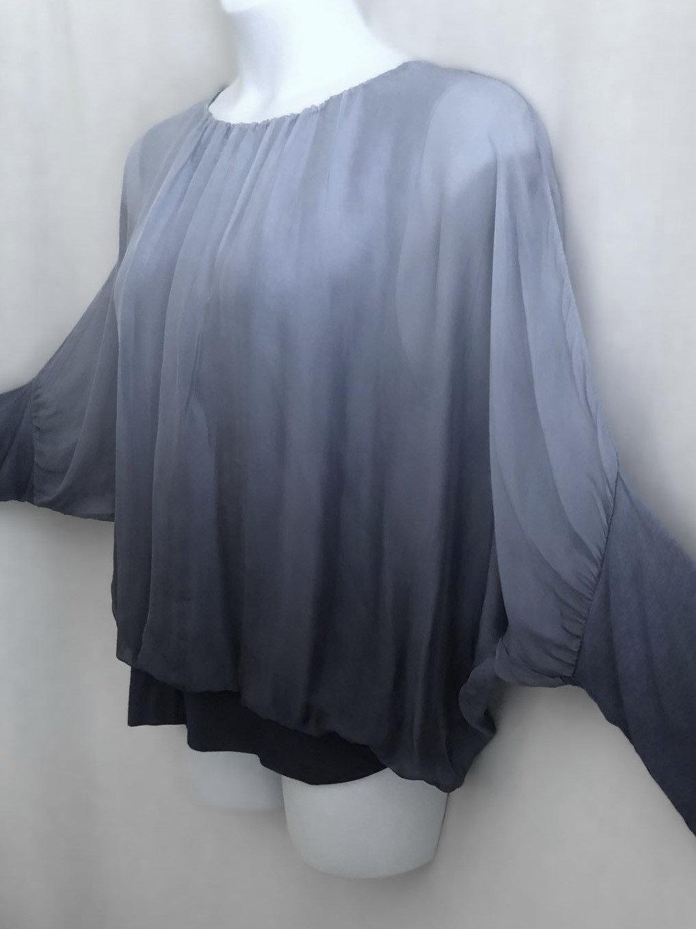 Scandal Blouson Balloon Sleeve Pullover Top Silk Blend Large NWT