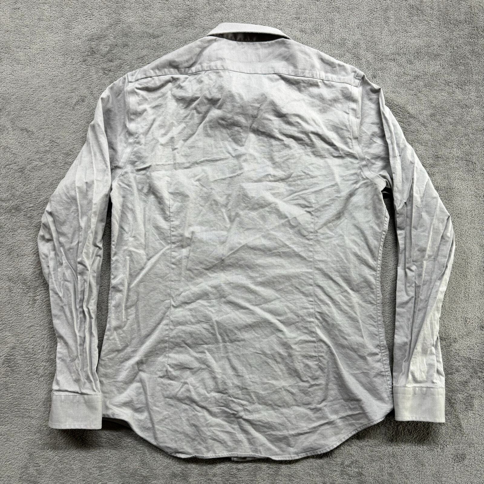 Express Button Up Shirt Mens Large Fitted Grey Long Sleeve Work Casual Formal
