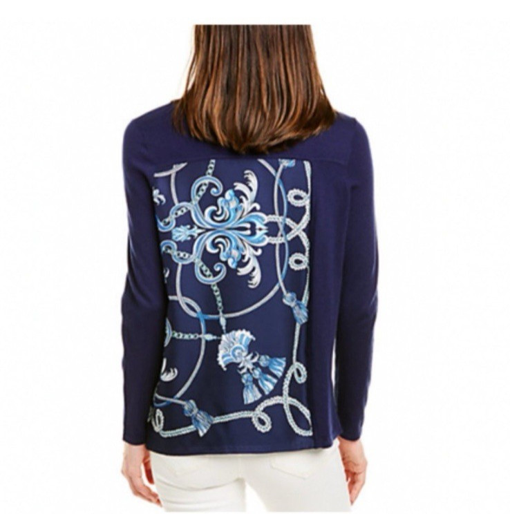 NWT J. McLaughlin Notting Sweater, Navy/White, Small