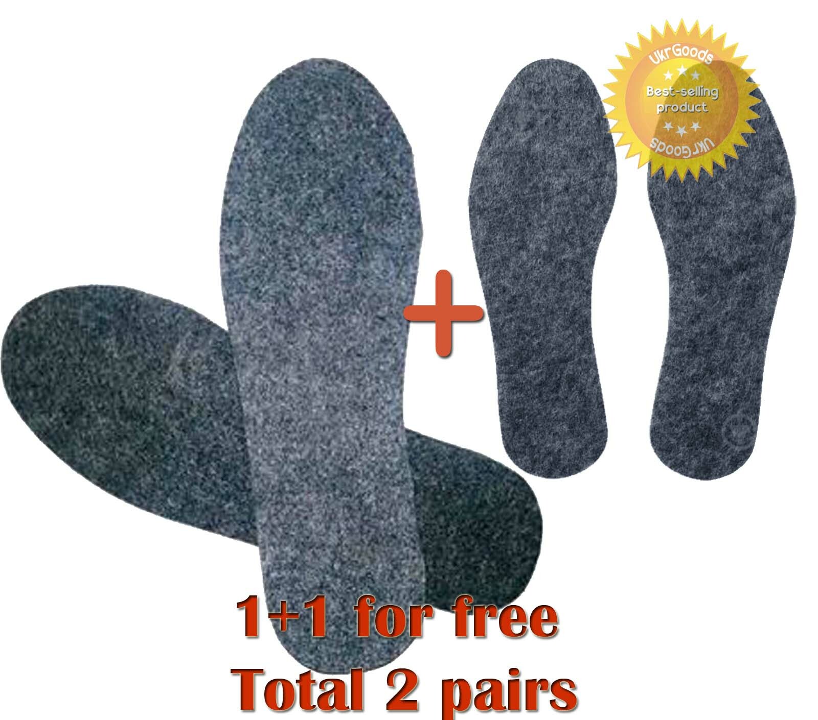 2 Pairs FELT INSOLES Inserts FOR SHOES WOMEN & MEN Spring-Autumn Thickness 5 mm
