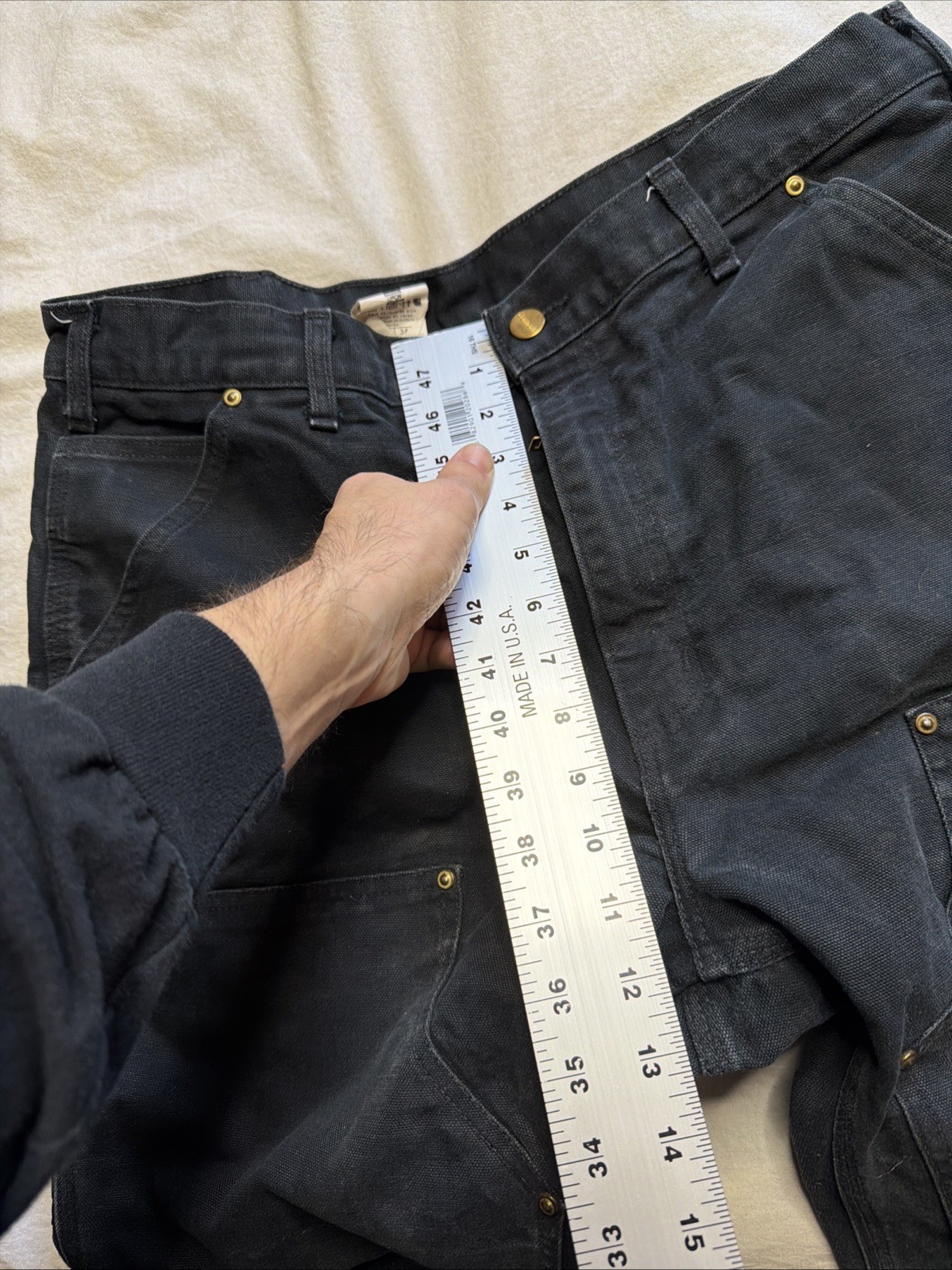 Carhartt Pants Mens 35X31 Black Carpenter Loose Double Knee Canvas USA B01 BLK
