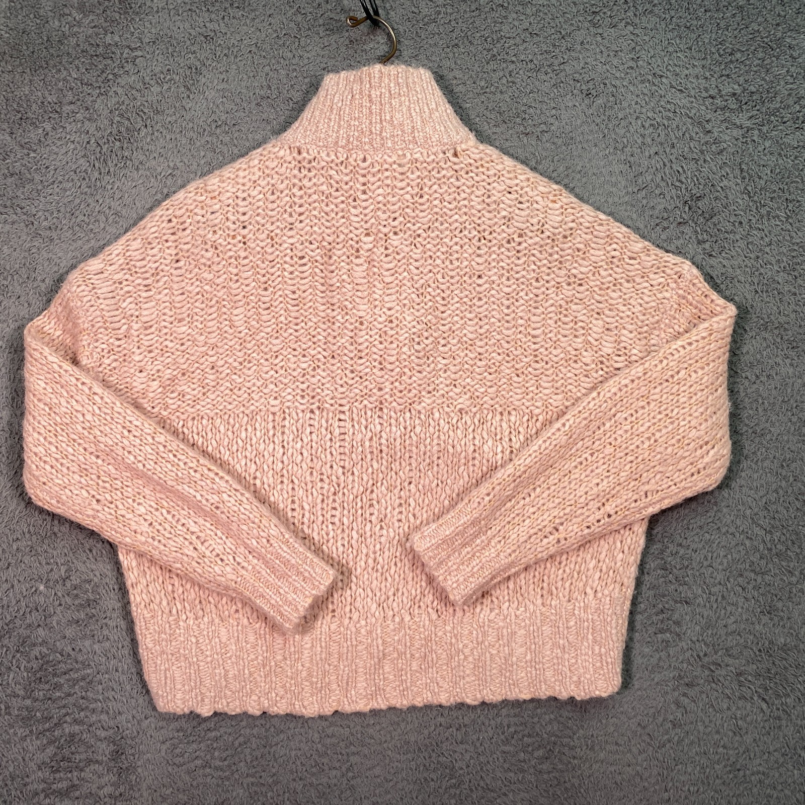 Everlane Sweater Lofty Knit Alpaca Henley S Coral Raglan Wool Blend Pullover