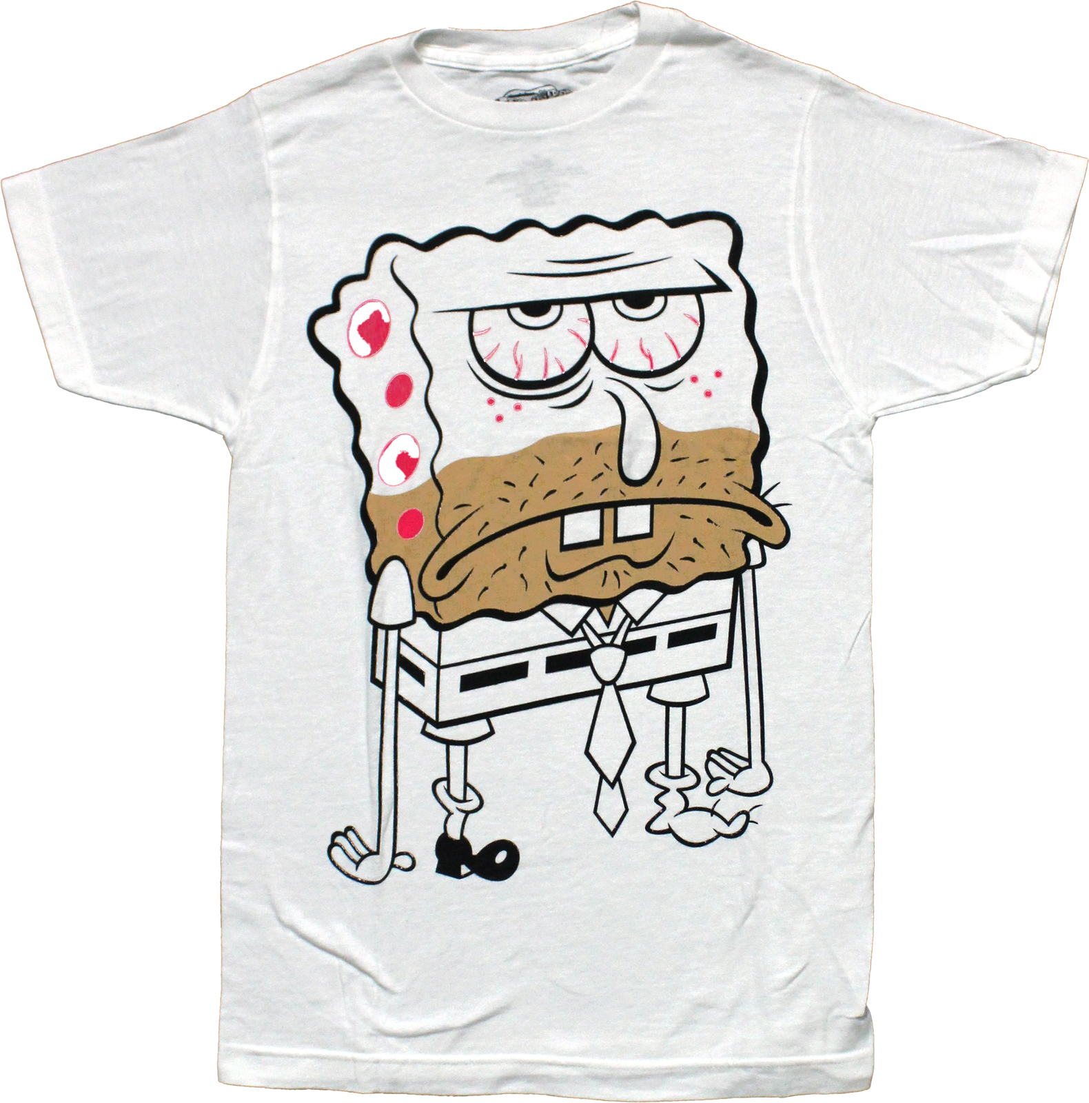 Spongebob Squarepants New Adult T-Shirt – Bloodshot Eyes Middle Age Bob