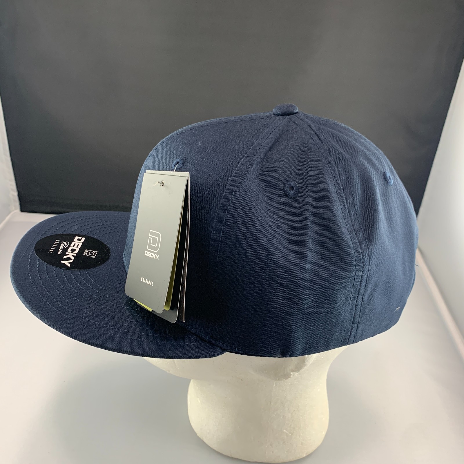 Ripstop Flat Bill Snapback Cap – Navy, Cotton Hat (Decky 360-NVY, New with Tags)