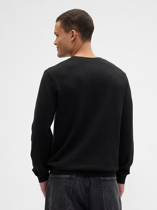 Gap Sweater Mens Small Black 100% Cotton Crewneck Tight Knit Soft Pullover New