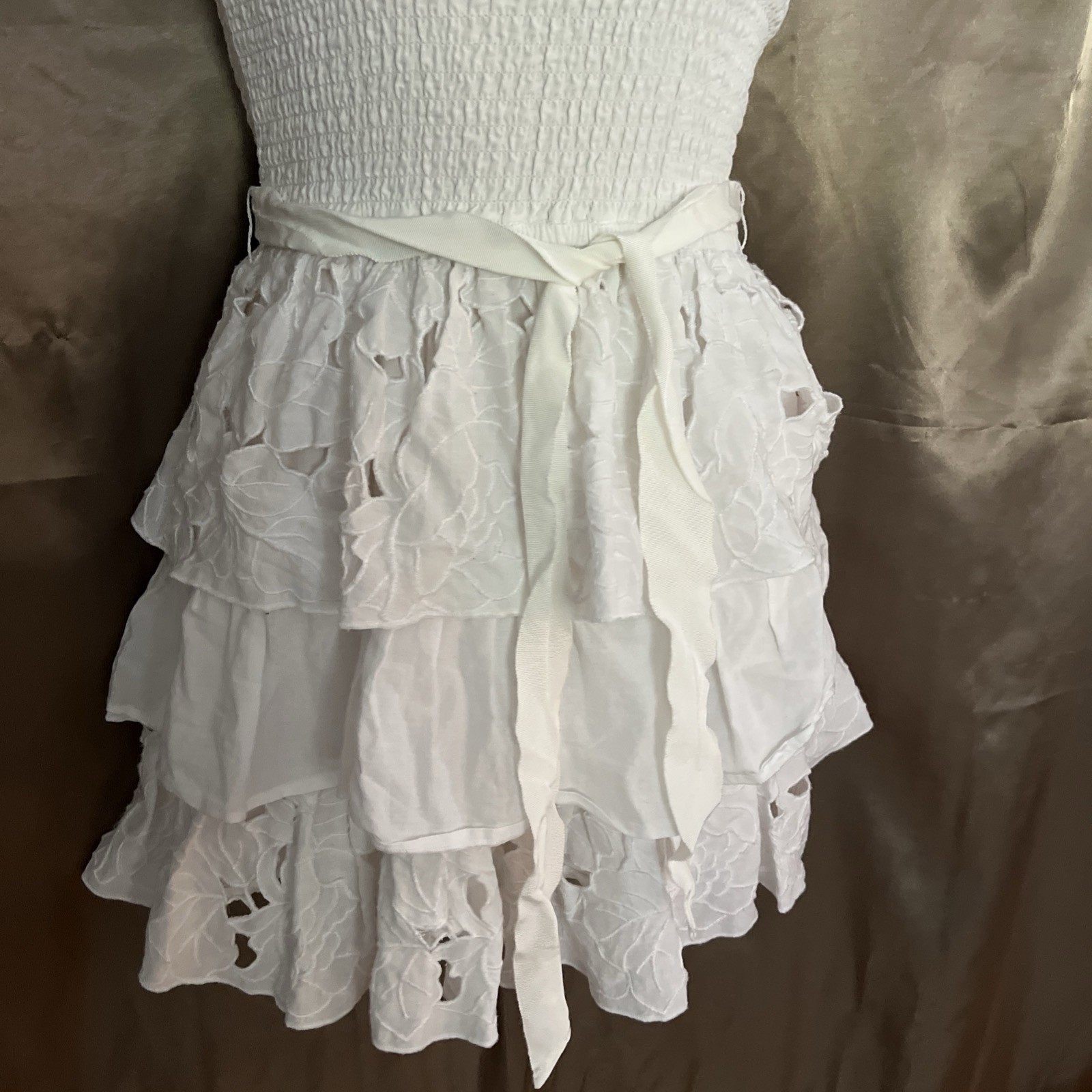 Hollister Y2K 100% Cotton XS White Tube Stretch Layered Dress VTG Vintage
