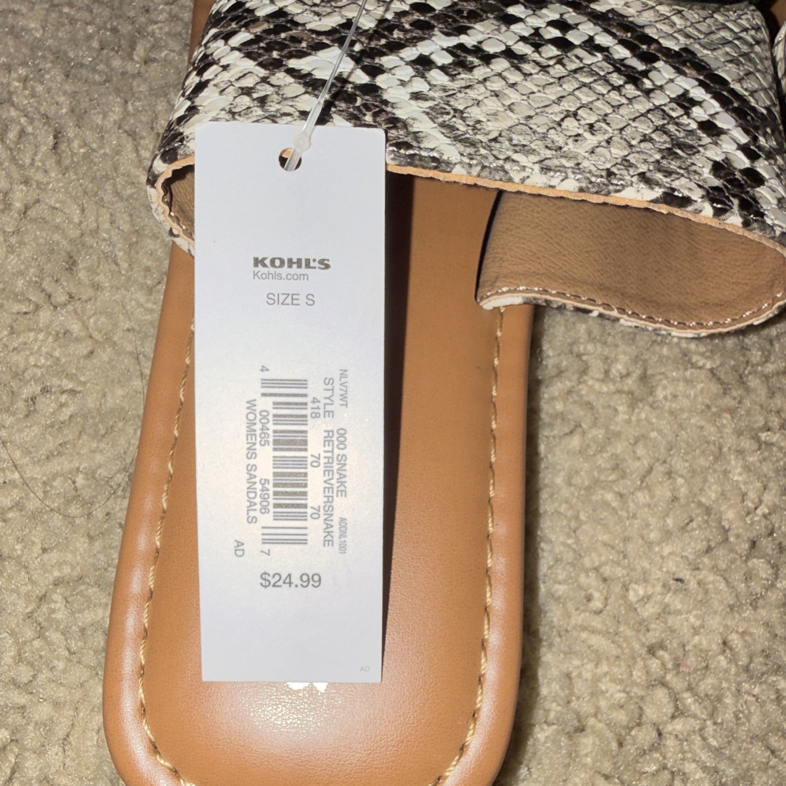 Sonoma Goods For Life Women’s Black Snake Print Slide Sandals Synthetic Size S