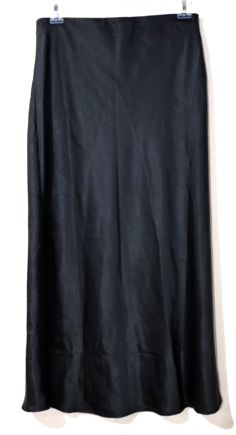 Mango MNG Women’s MIA Black Satin Slip Midi Skirt size XXS