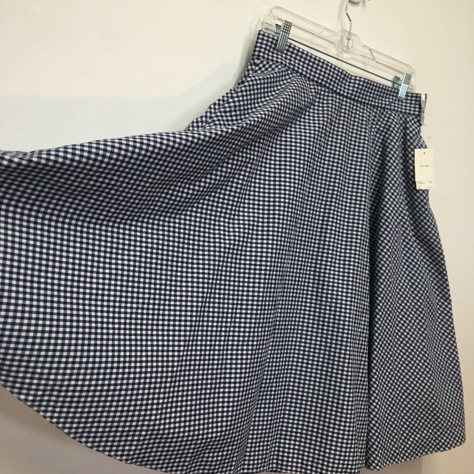 Uniqlo Gingham Pockets Circular Skirt Women’s Large Navy Blue Preppy Classic