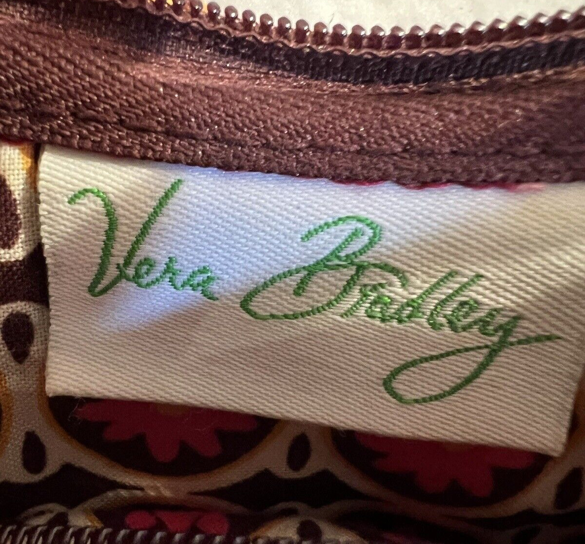 Vera Bradley Fuchsia Orange Tan Over The Shoulder Olivia Carnaby Purse Ret. 2009