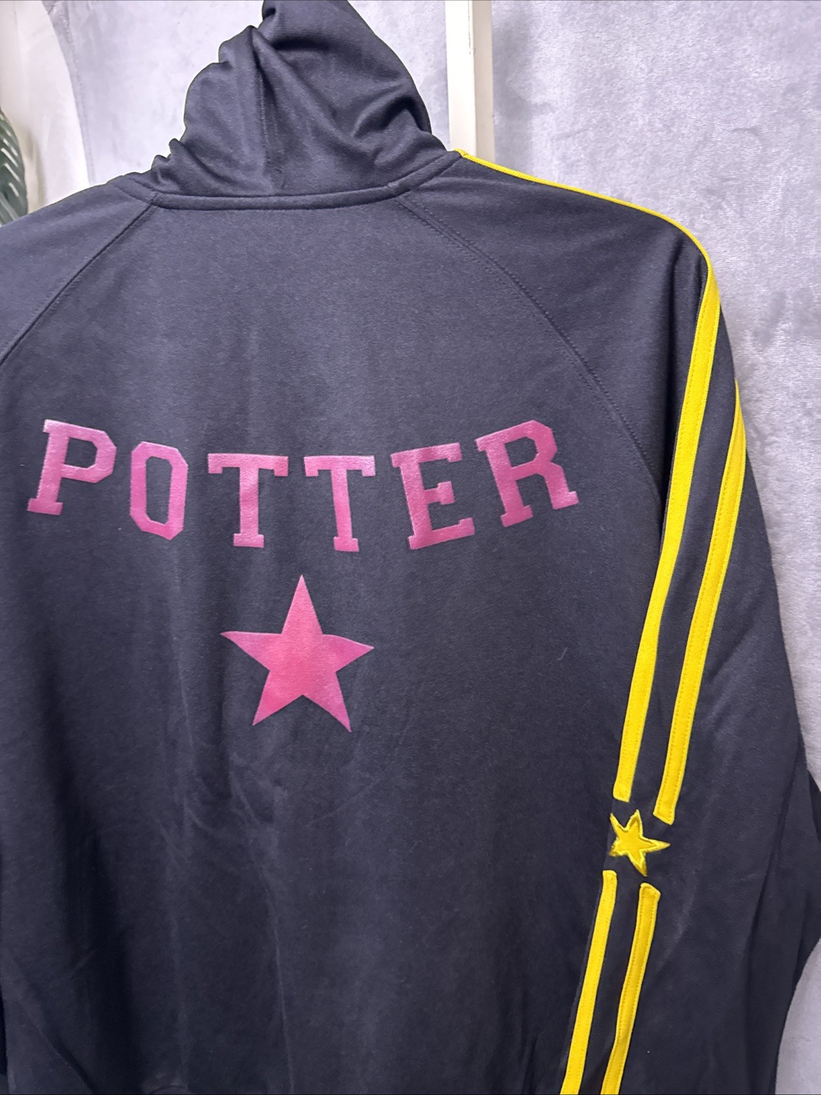 Harry Potter Gryffindor Black Full Zip-Up Athletic Jacket Sz XL Embroidered Y2K