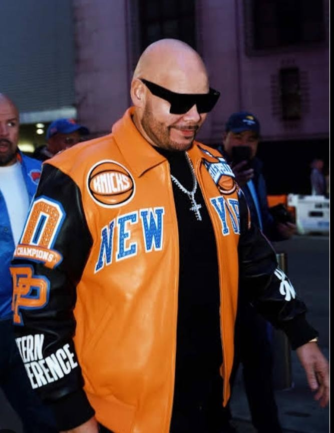 Knicks Leather Jacket Blue Orange Black Vintage Varsity Bomber Streetwear Style