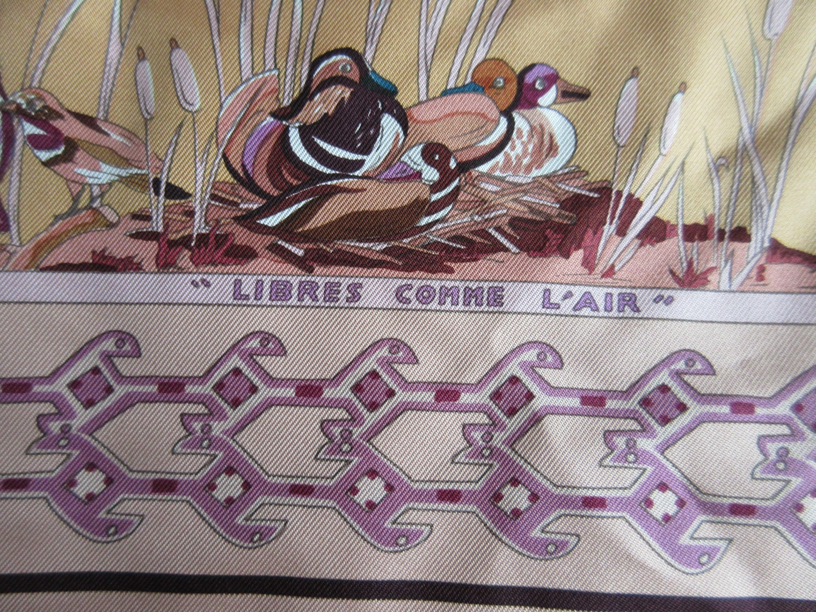 HERMES Libres Comme L’Air swan bird duck silk 90 cm 35 in square scarf