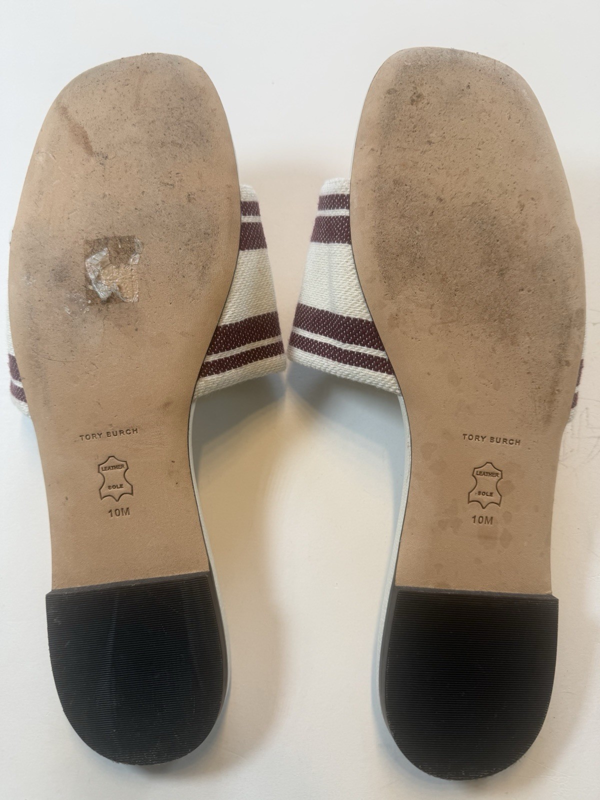 TORY BURCH Ash White / Vino Double T Jacquard Slide Sandal Size 10m