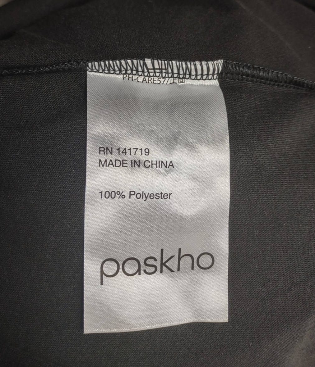 NWT Paskho black heather Henley long sleeve shirt mens Medium