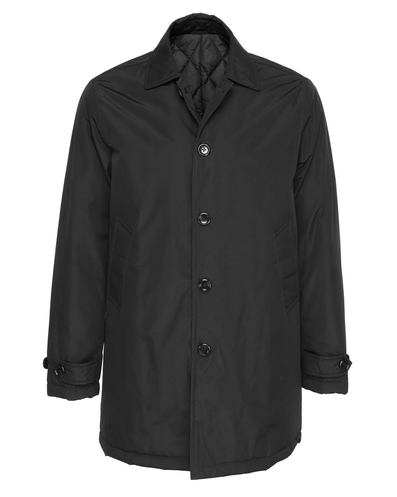 NWT EZZELINO COAT technical fabric black polyester padded luxury Italy S