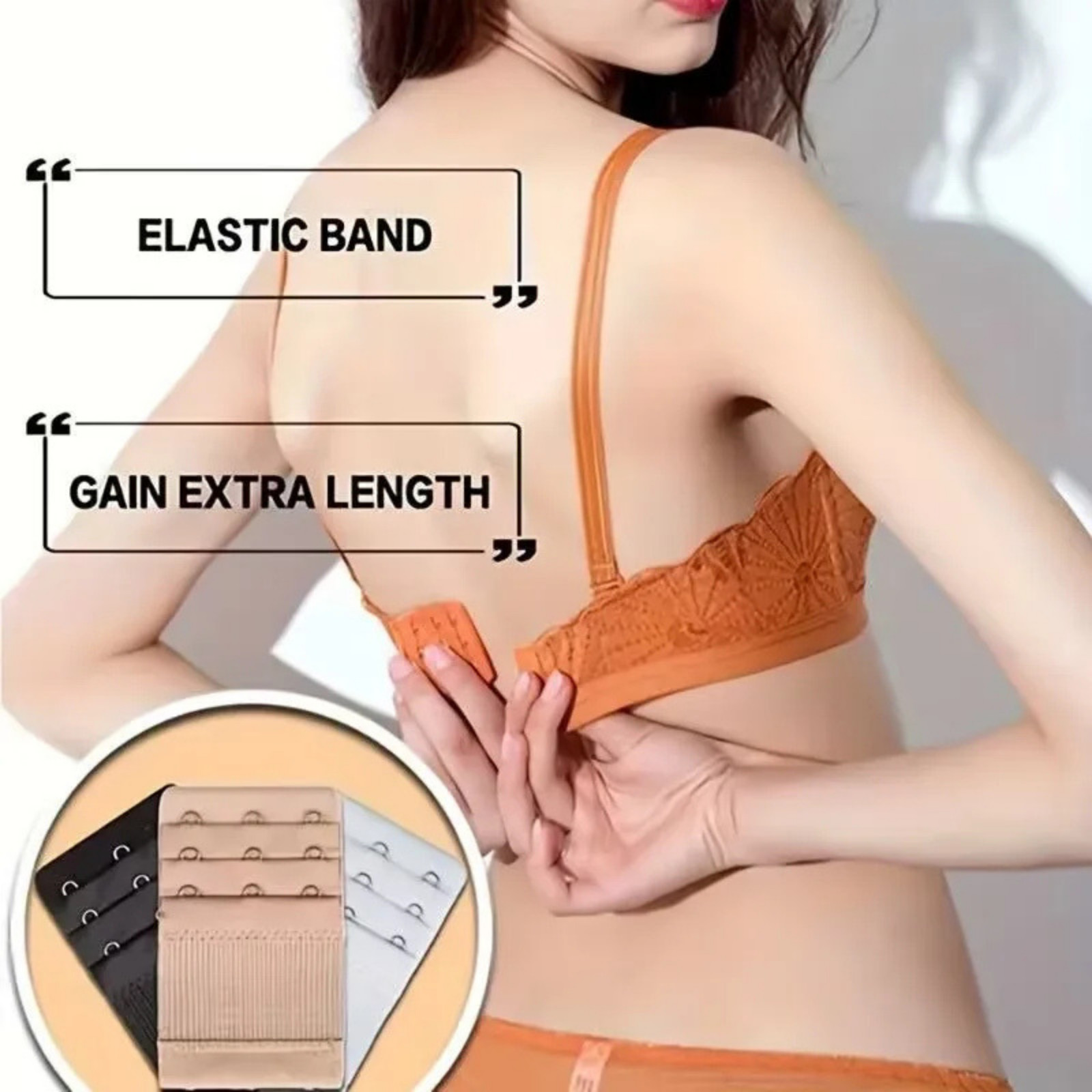 4Pcs Adjustable Bra Extender 2/3/4 Hooks with Elastic Underwear Strap Extension