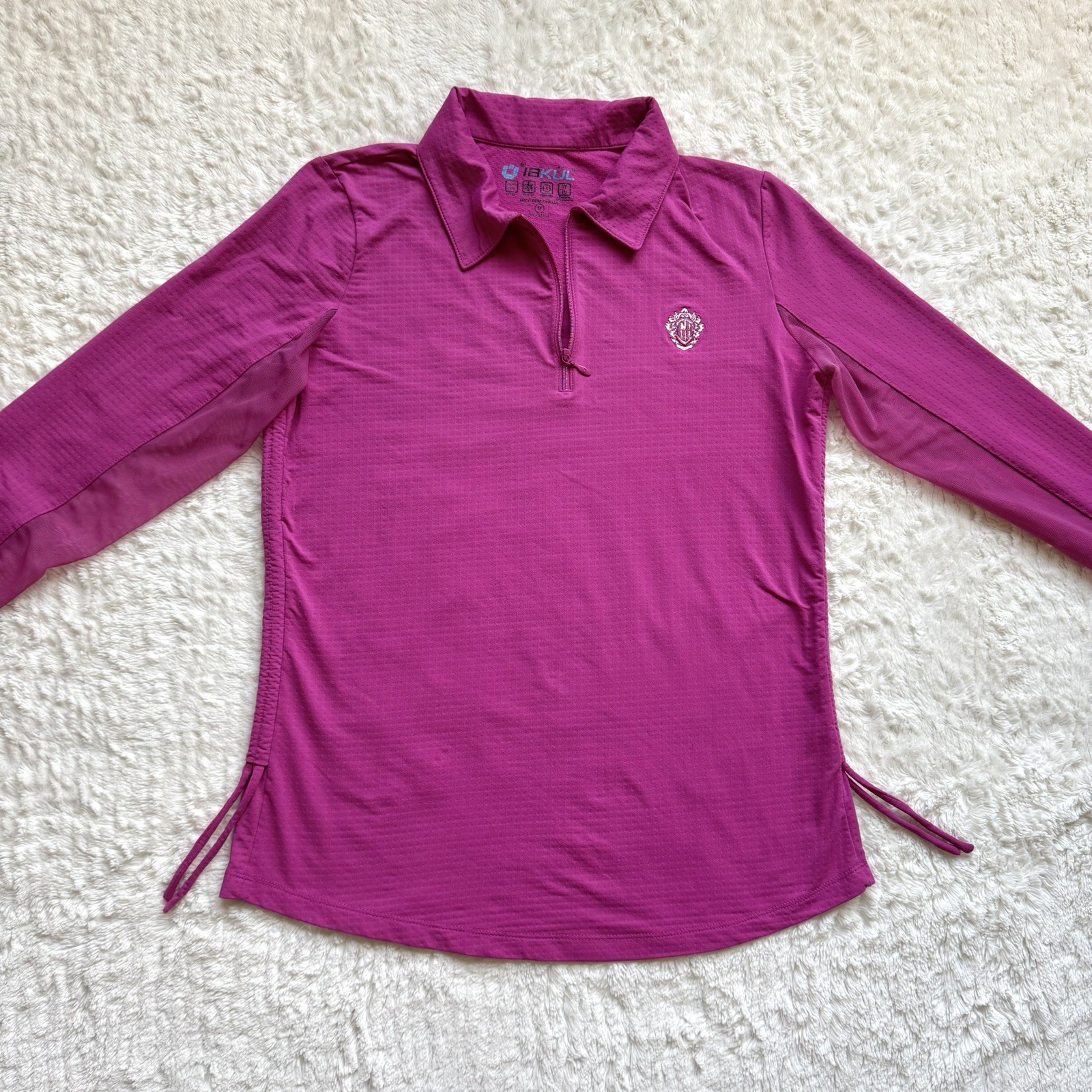 IBKUL 1/4 Zip Adjustable Length Long Sleeve Polo M UPF 50 Tennis Pickleball Golf