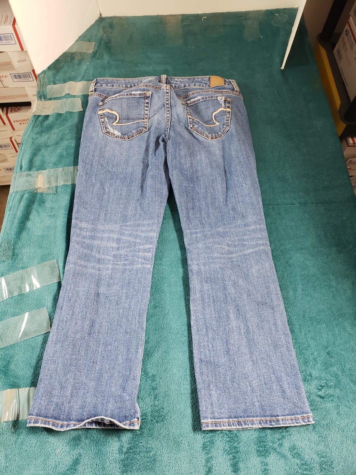 American Eagle Jeans Size 4 Womens Blue Stretch Pants Mid Rise Vintage Flared