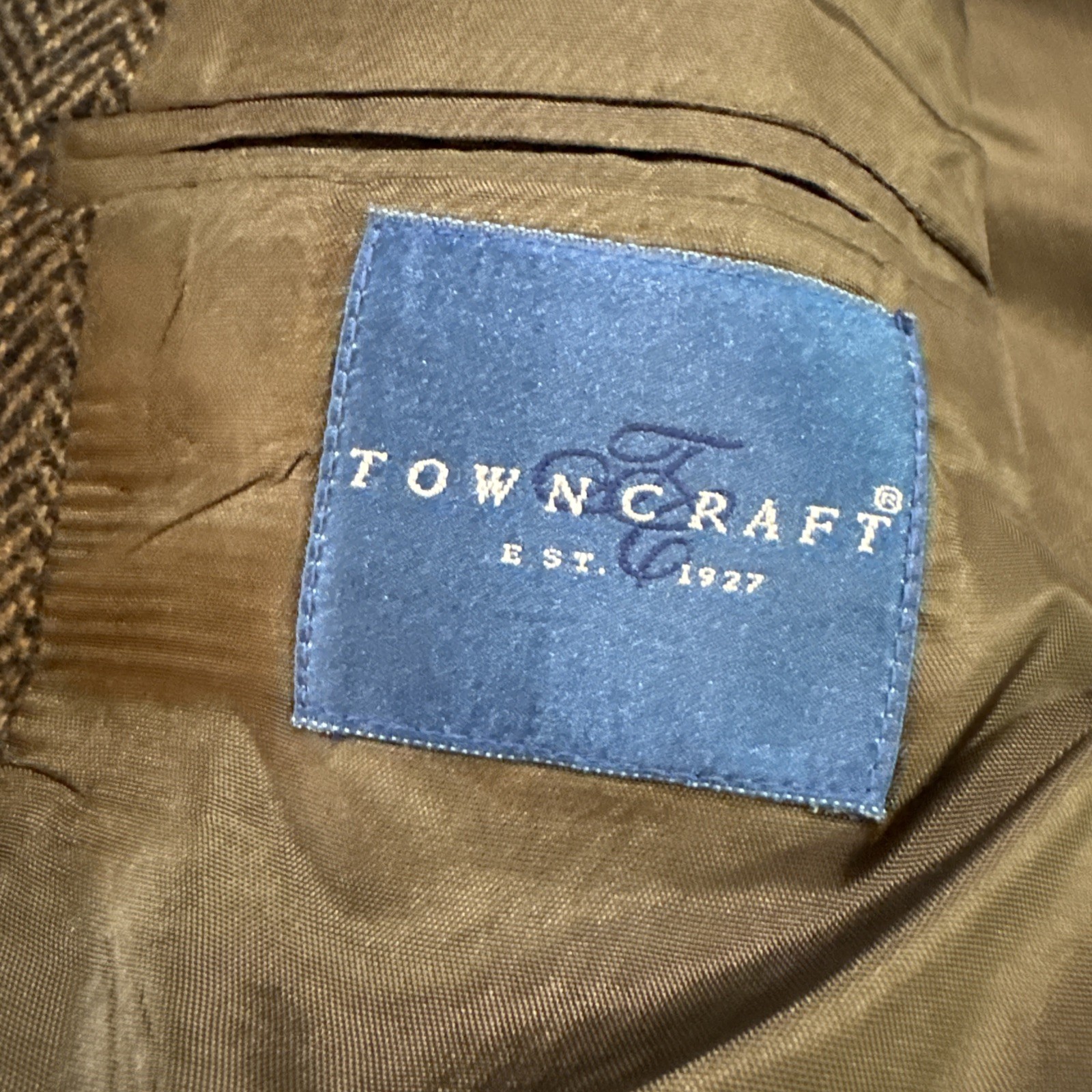 Towncraft Brown Herringbone Donegal Tweed Lambs Wool Sport Coat Sz 41R Jacket
