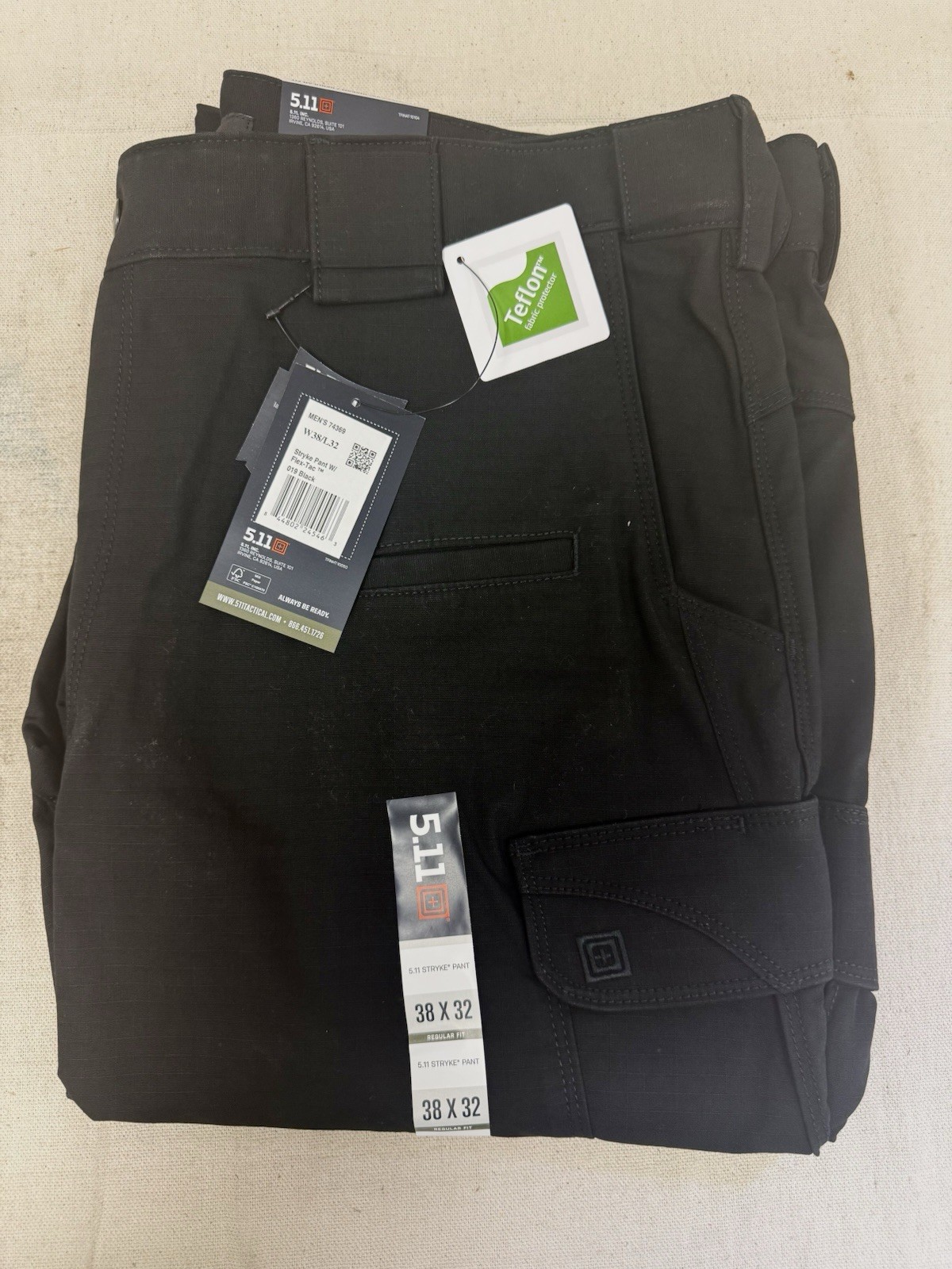 5.11 TACTICAL 74369 Tactical Pants 38×32 Regular Fit Black