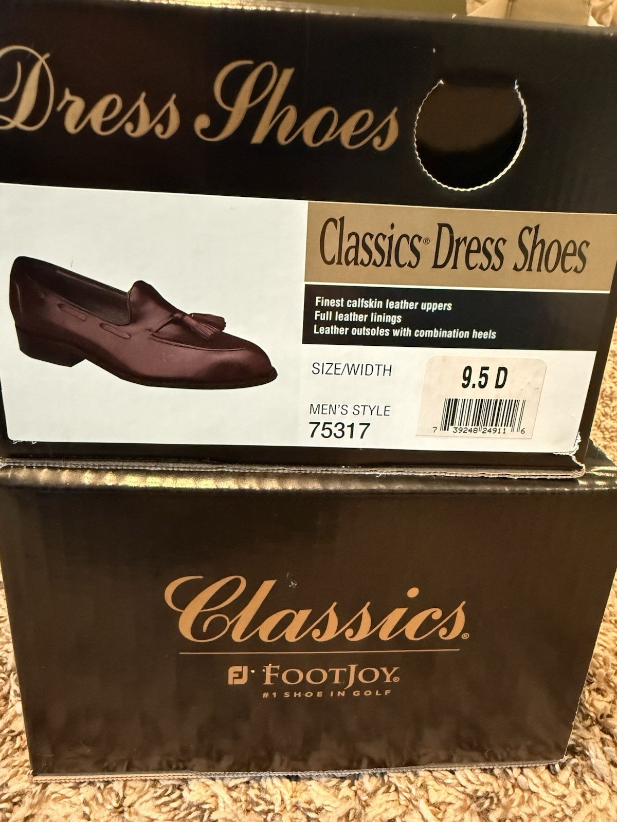 FootJoy Size 9.5D Men’s Brown Leather Tassel Loafer Classic Dress Shoe New WBox
