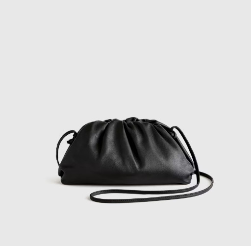 NWT QUINCE ITALIAN LEATHER POUCH CROSSBODY CLUTCH BAG BLACK HANDBAG MSRP $130