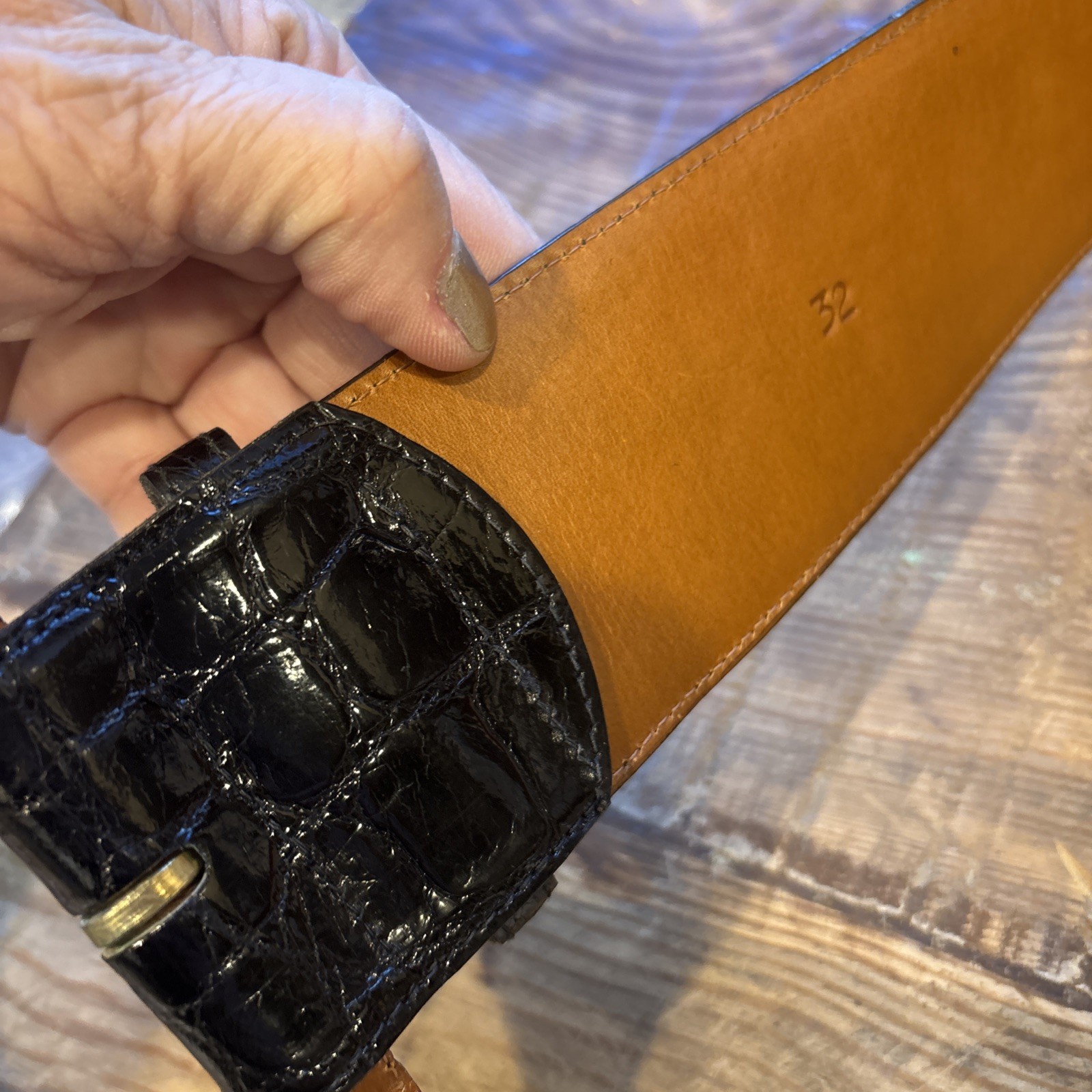 Vintage Ralph Lauren Collction 2.25” Wide American Alligator Belt 32” Italy