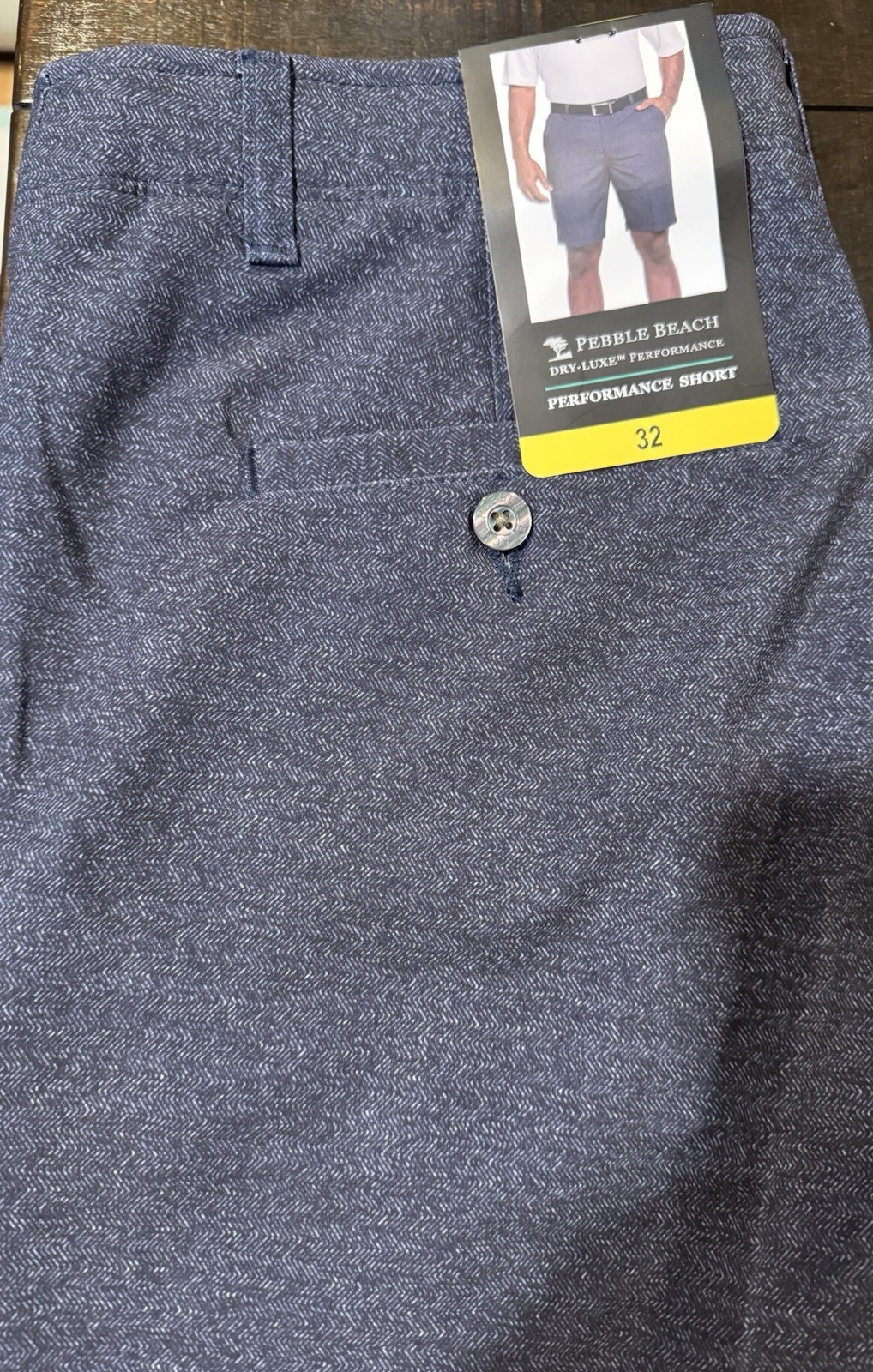 Pebble Beach Men’s Dry-Luxe Performance Comfort Waist Shorts blue Size 32 Waist