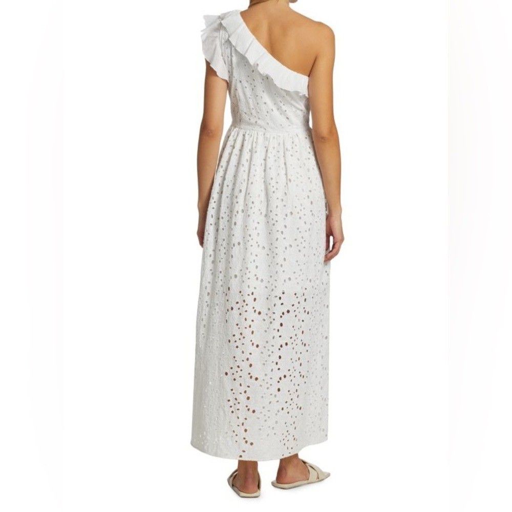 NWT Batsheva Jude One Shoulder Ruffle White Maxi Dress Size 10