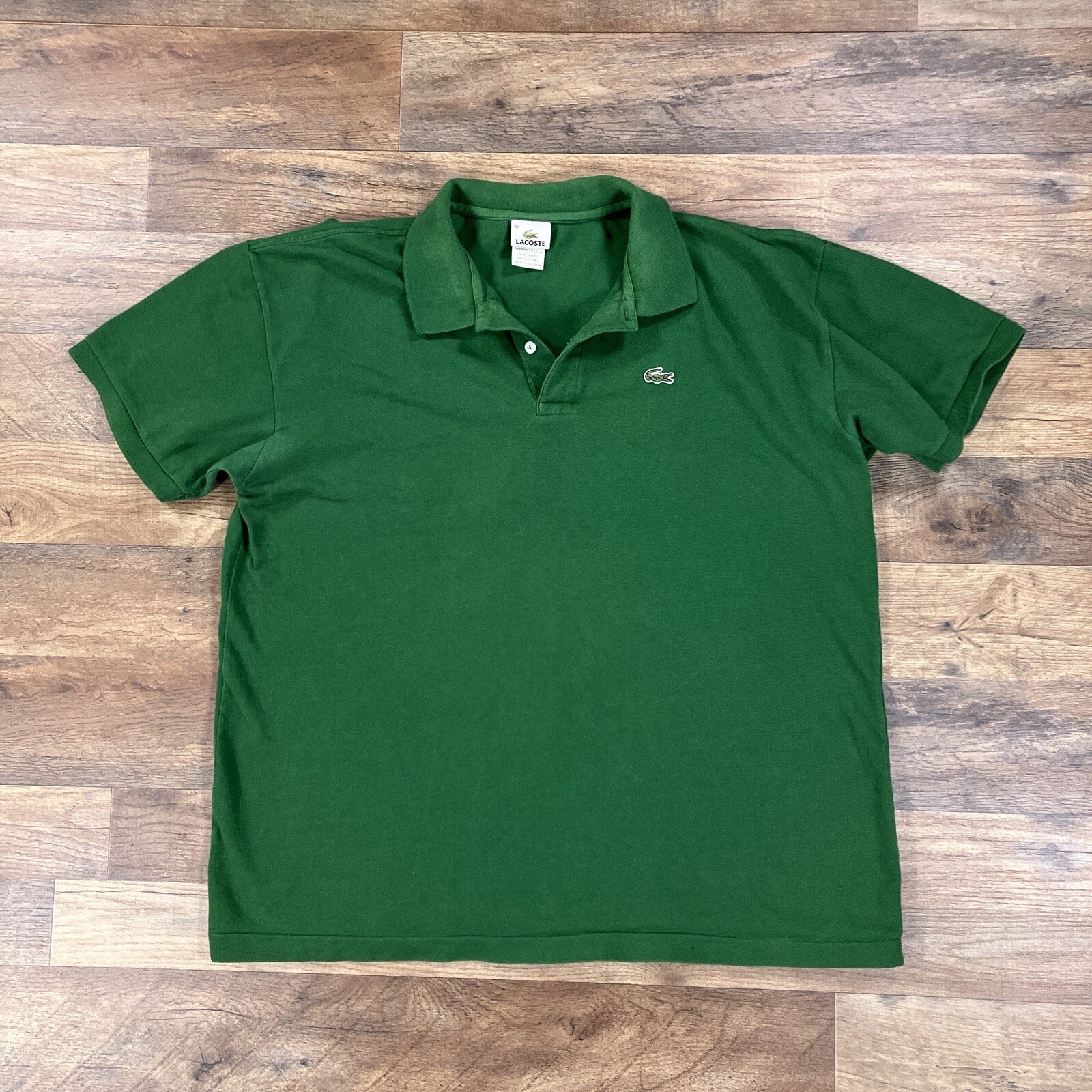 Lacoste Polo Shirt Mens 10 Green Short Sleeve Knit Cotton Preppy Golf