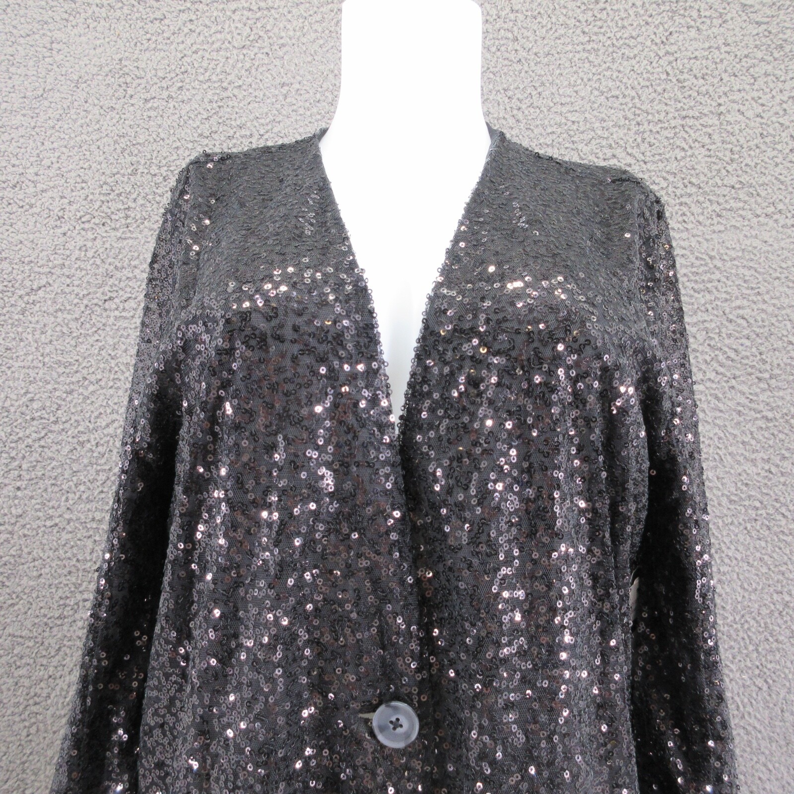 Melrose & Market Black Sequin Open Front Blazer Jacket Women’s Medium #4659