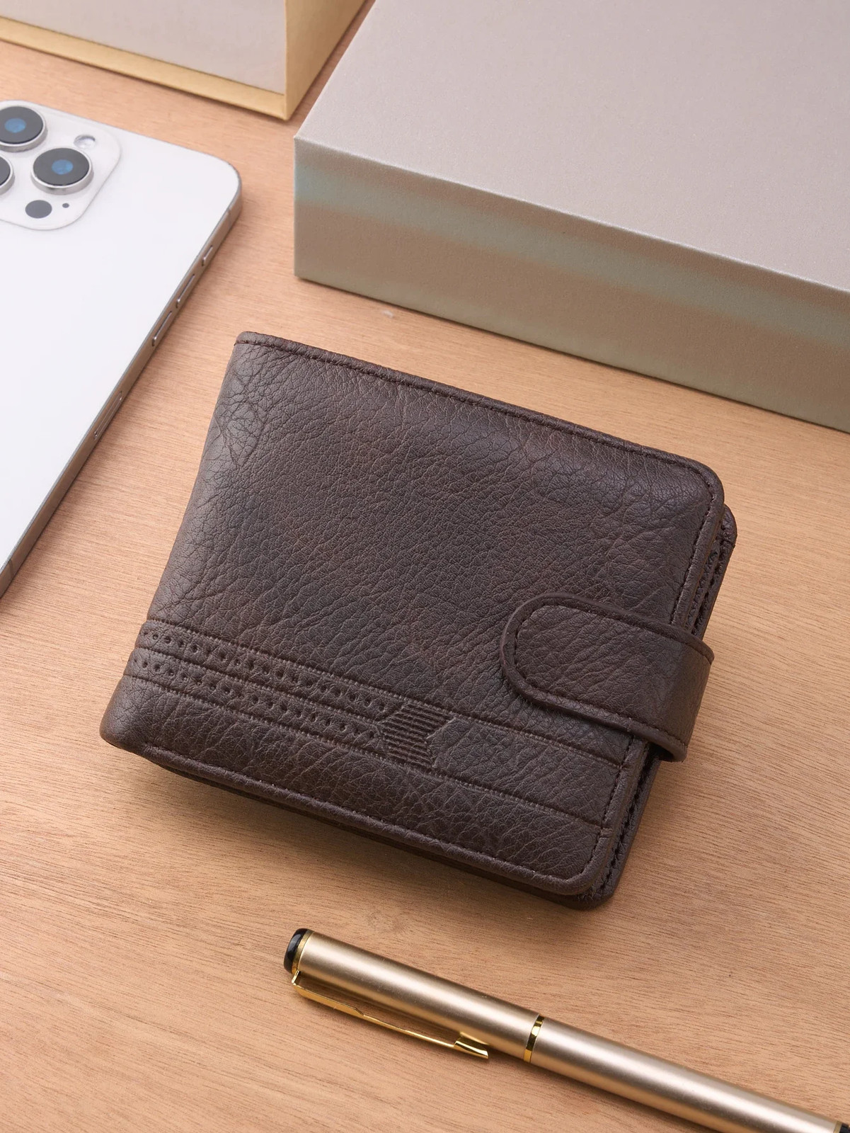 Men’s Slim Leather Wallet, Quality Zipper Purse with Coin Pocket, Male Business