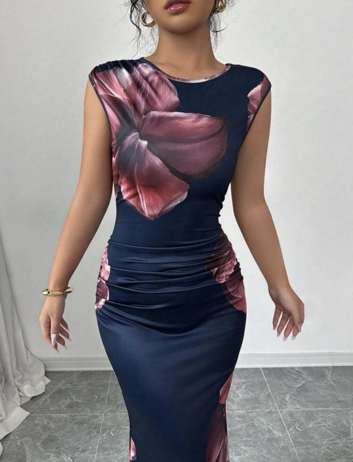Brand New Bodycon Flower Maxi Dress Wedding Event Summer Holiday Size 14