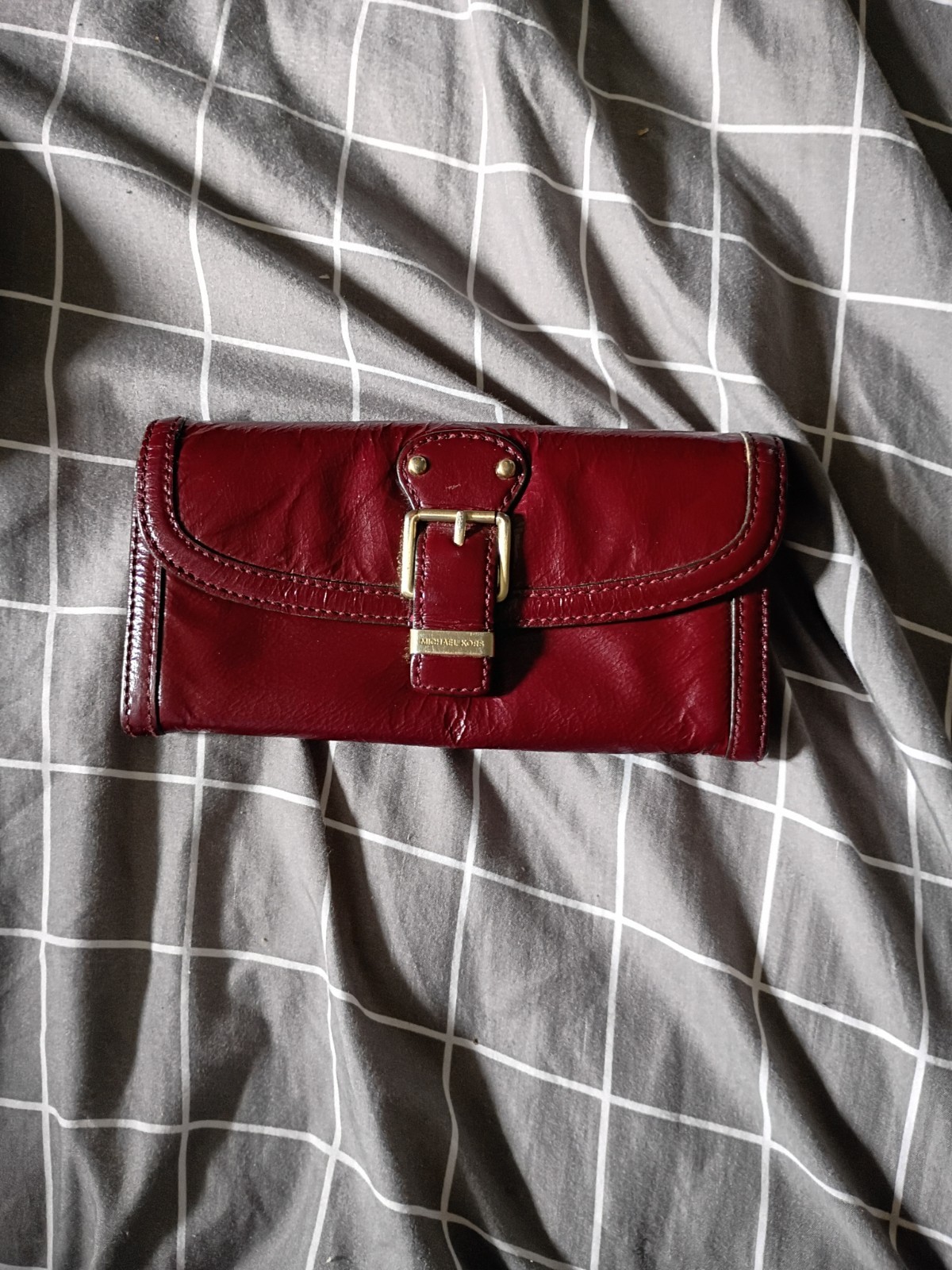 Burgundy Women’s Wallet Buckle Snap Flap Zip Coin Pocket Logo