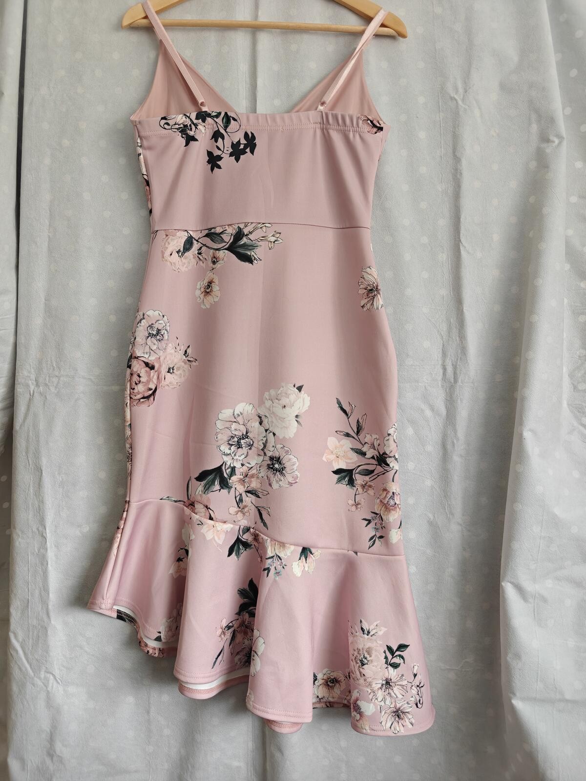 Quiz Pink Floral Strappy Fit and Flare Dress UK 12