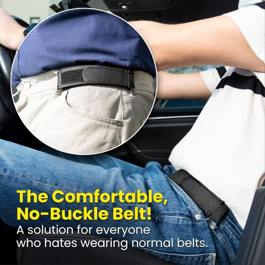 2PCS Adjustable No Buckle Belt for Men Elastic Stretch Waist Comfort Belt