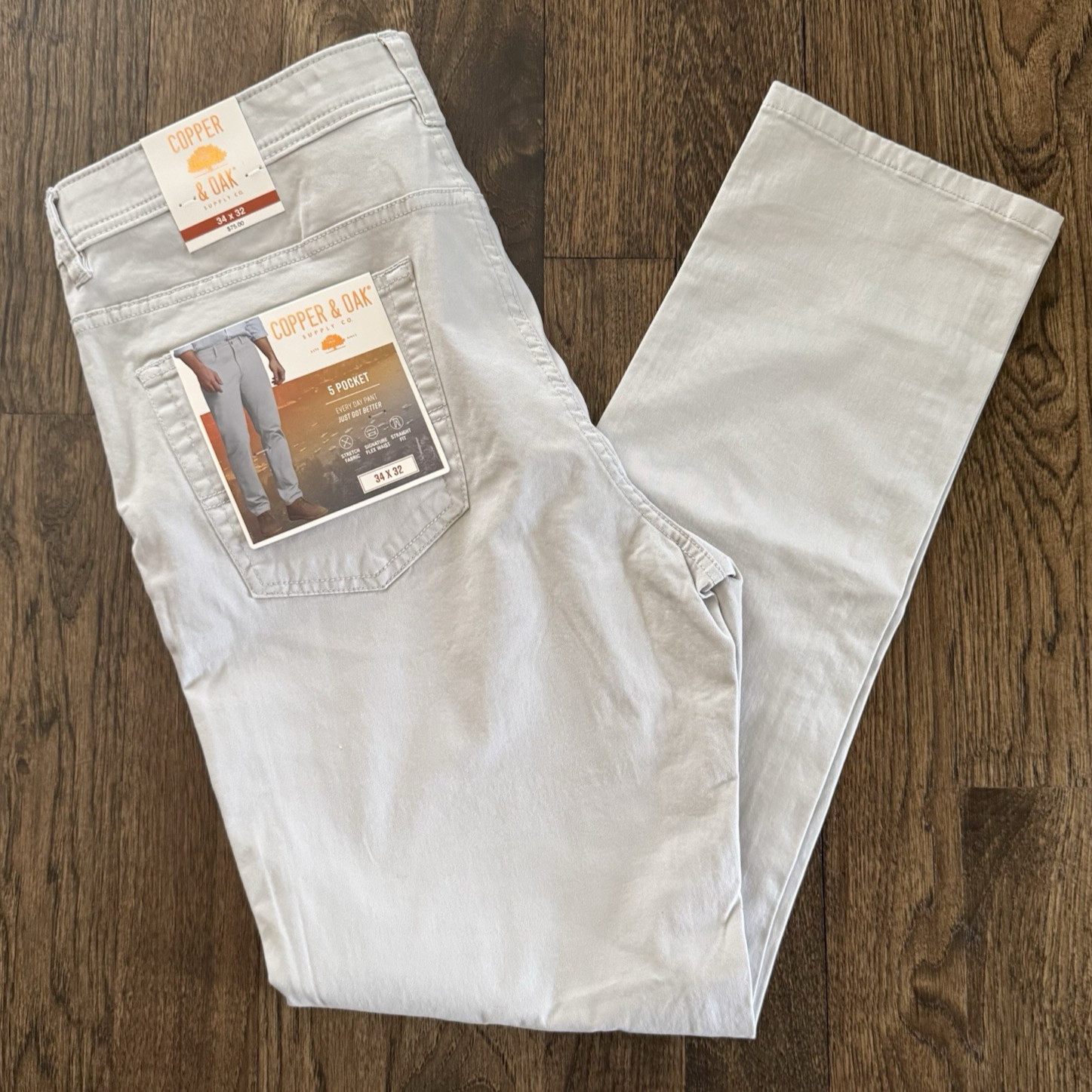 Copper & Oak NWT Men’s 34×32 5 Pocket Every Day Pants Canyon Gray K5S817 NWT $75