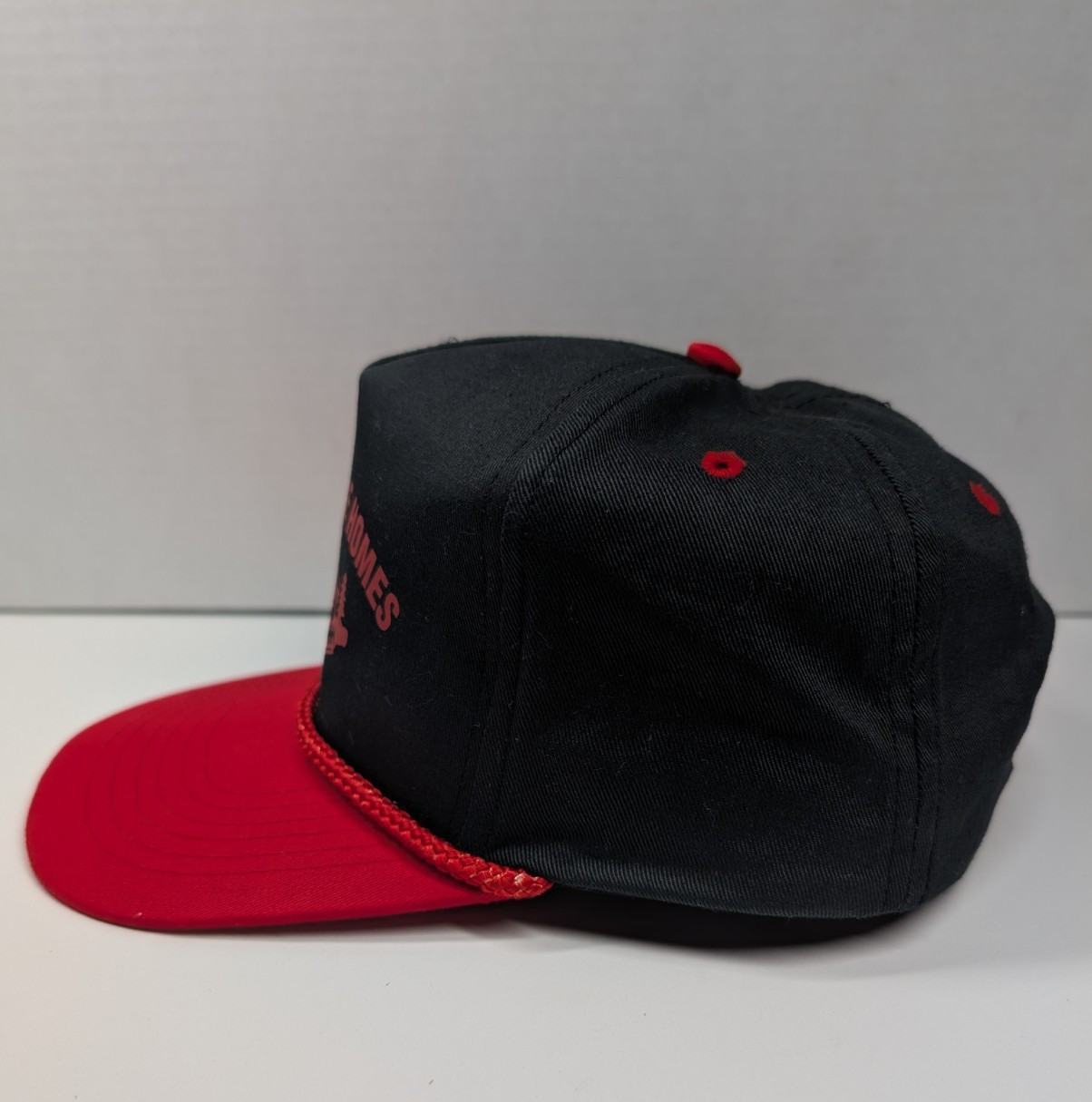 Vintage White Mobile Homes Snapback Hat Black Red Rope Cap Advertising