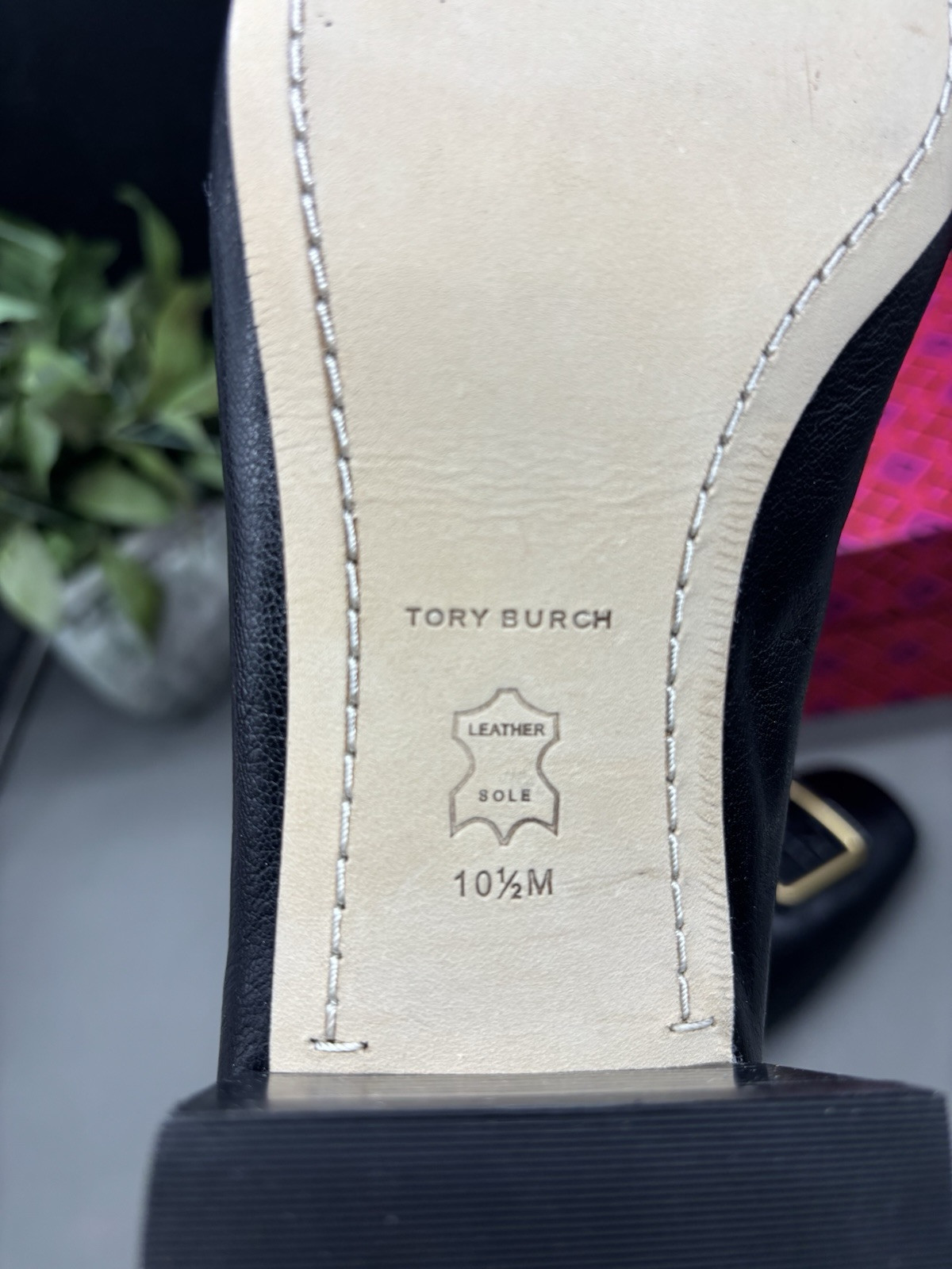 $348 Tory Burch Georgia pump in perfect black leather 35 MM heel Size 10.5 New