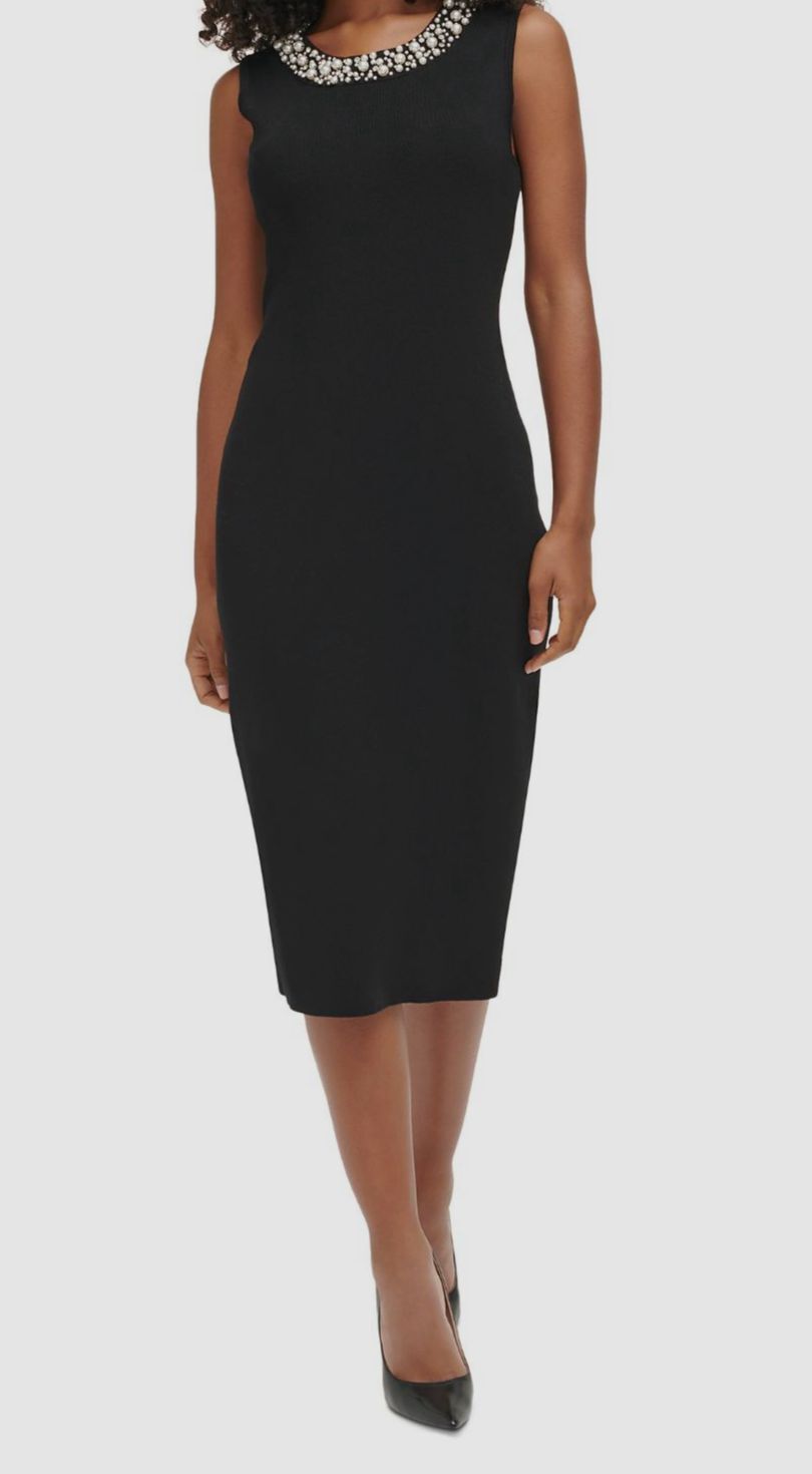 Karl Lagerfeld Paris Women’s Black Embellished Sweater Dress Size XL