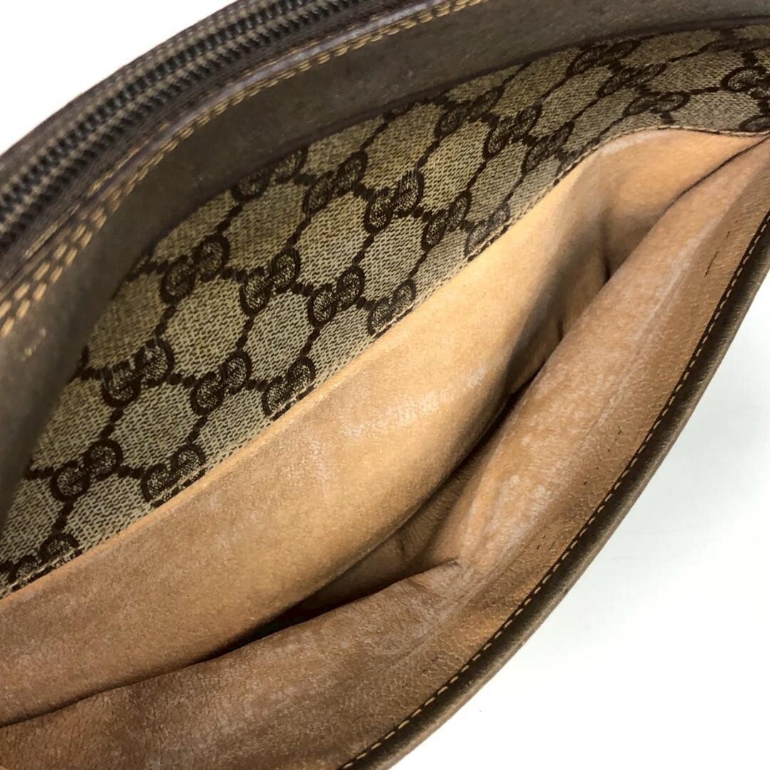 GUCCI Vintage GG Supreme Small Clutch Beige Canvas Leather Trim Wristlet Auth